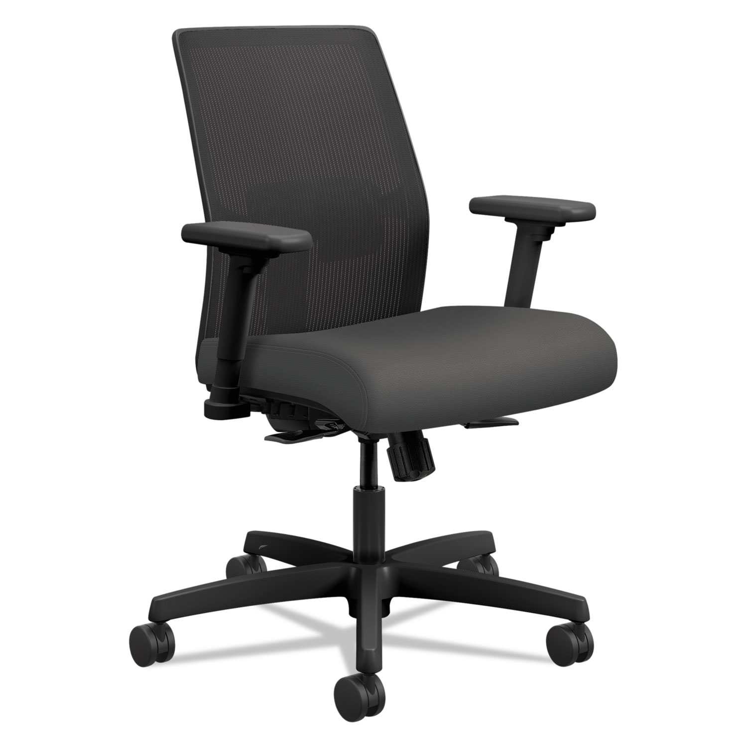  HON HONI2L1AMLC19TK Ignition 2.0 4-Way Stretch Low-Back Mesh Task Chair, Supports up to 300 lbs., Iron Ore Seat, Black Back/Base (HONI2L1AMLC19TK) 