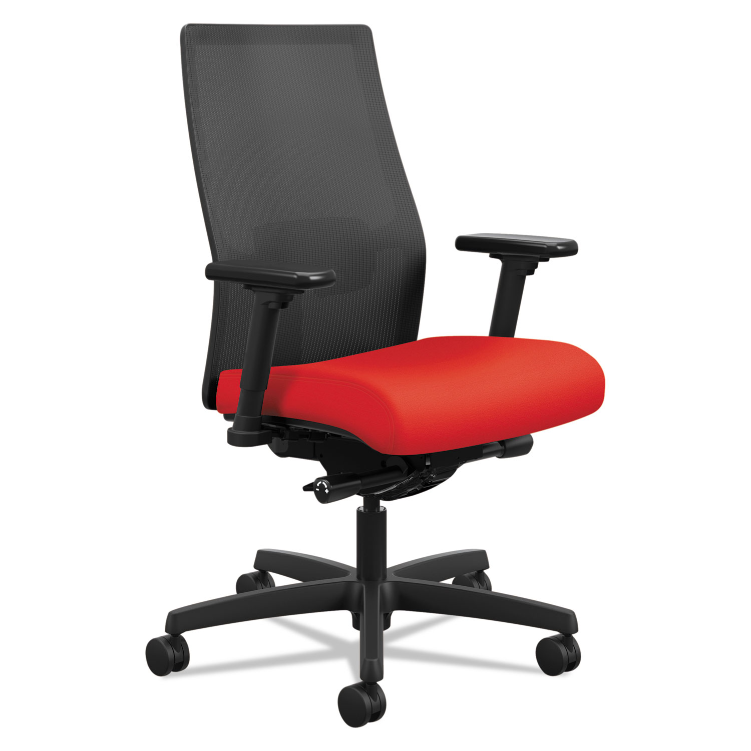  HON HONI2M2AMLC67TK Ignition 2.0 4-Way Stretch Mid-Back Mesh Task Chair, Supports up to 300 lbs., Ruby Seat, Black Back/Base (HONI2M2AMLC67TK) 