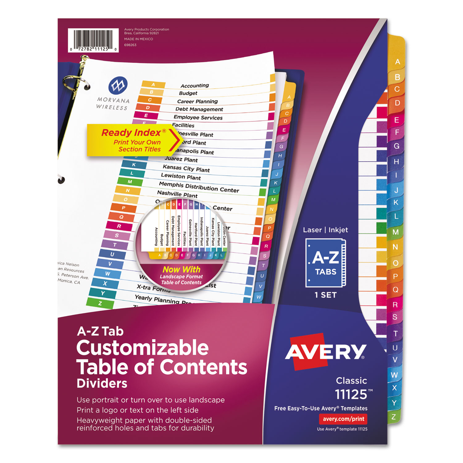 Avery Dennison Ave-11125 Ready Index Table Of Contents Reference for sale online 