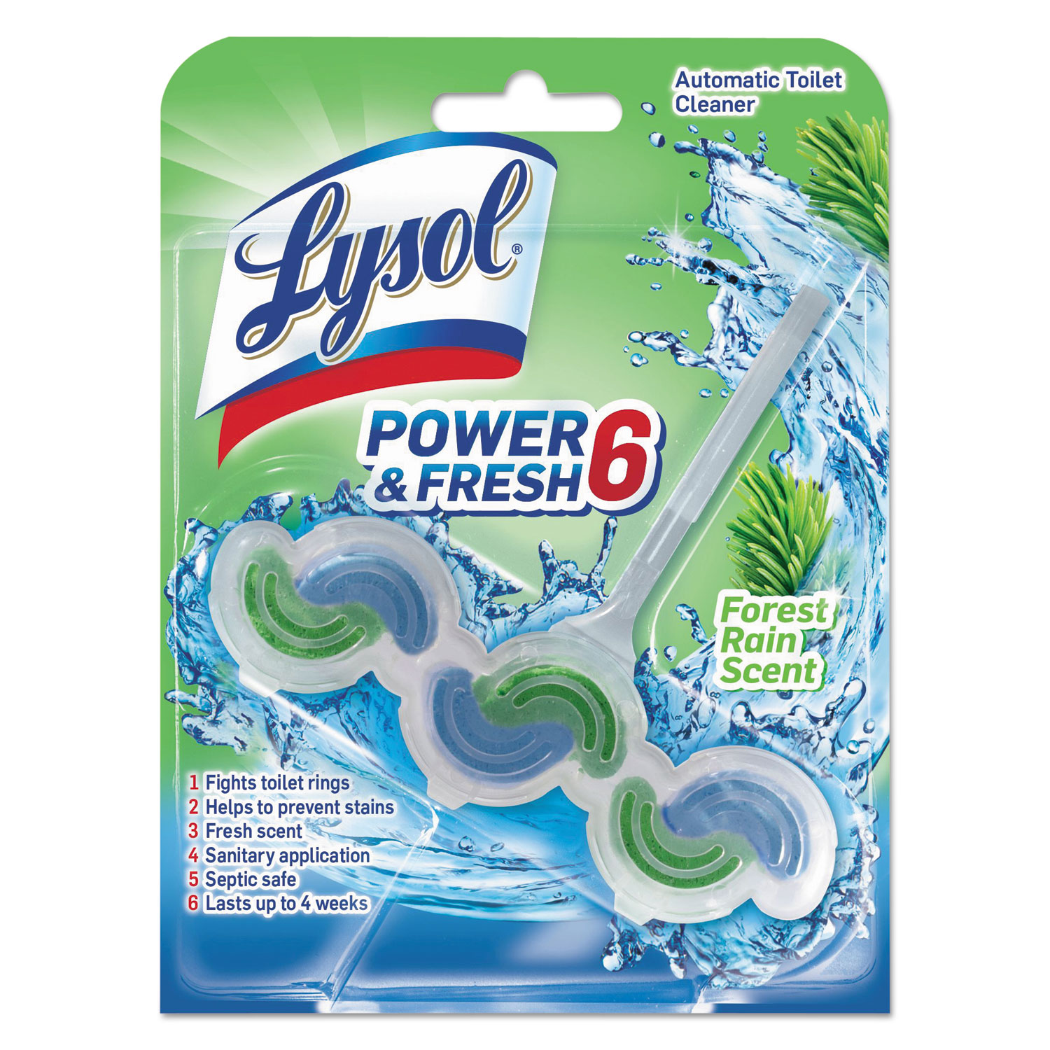 Power & Fresh 6 Automatic Toilet Bowl Cleaner, Forest Rain, 1.37 oz Clip-on