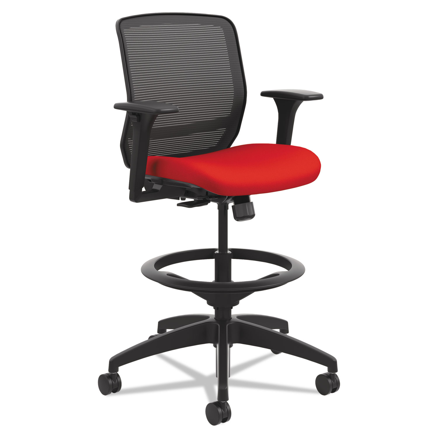  HON HQTSM.Y0.A.H.IM.CU67.SB Quotient Series Mesh Mid-Back Task Stool, 33 Seat Height, Supports up to 300 lbs., Ruby Seat/Black Back, Black Base (HONQTSMY1ACU67) 