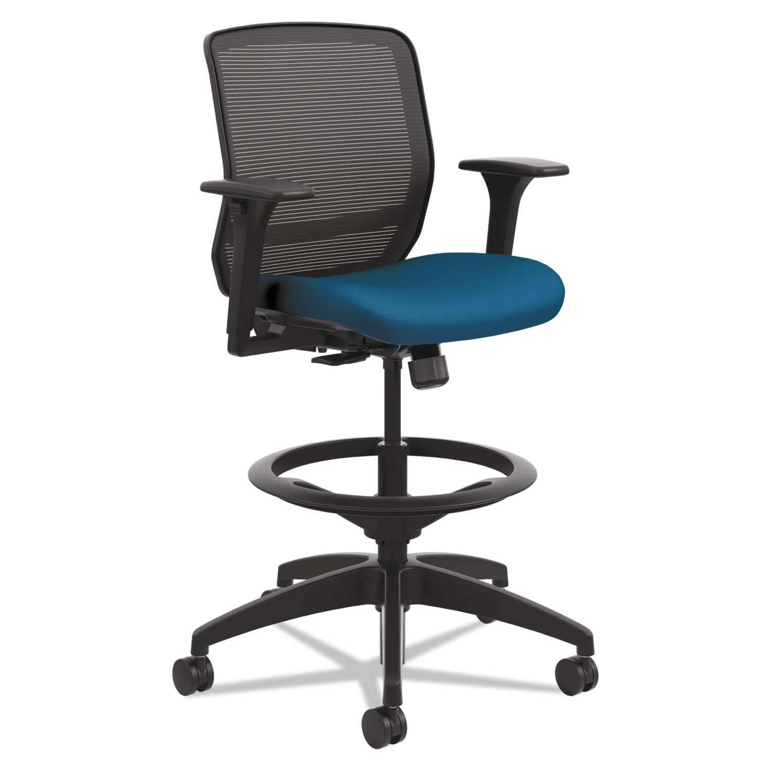  HON HQTSM.Y0.A.H.IM.CU97.SB Quotient Series Mesh Mid-Back Task Stool, 33 Seat Height, Supports up to 300 lbs., Peacock Seat/Black Back, Black Base (HONQTSMY1ACU97) 
