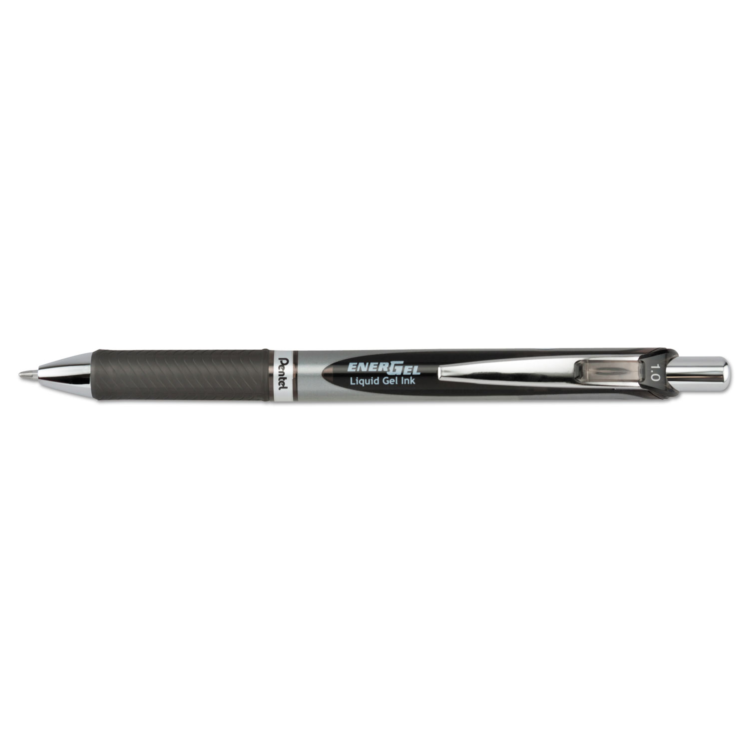 EnerGel RTX Retractable Liquid Gel Pen, 1 mm, Black/Gray Barrel, Black Ink