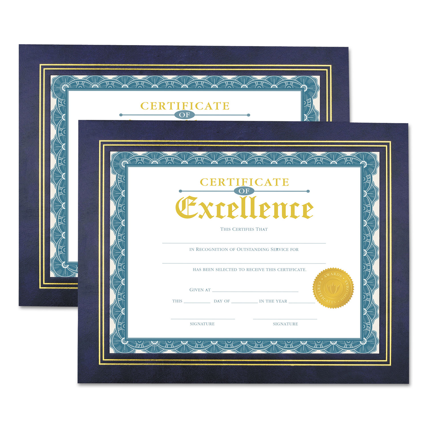  Universal UNV76839 Leatherette Document Frame, Certificate/Document, 11 x 8 1/2, Blue, 2/Pack (UNV76839) 