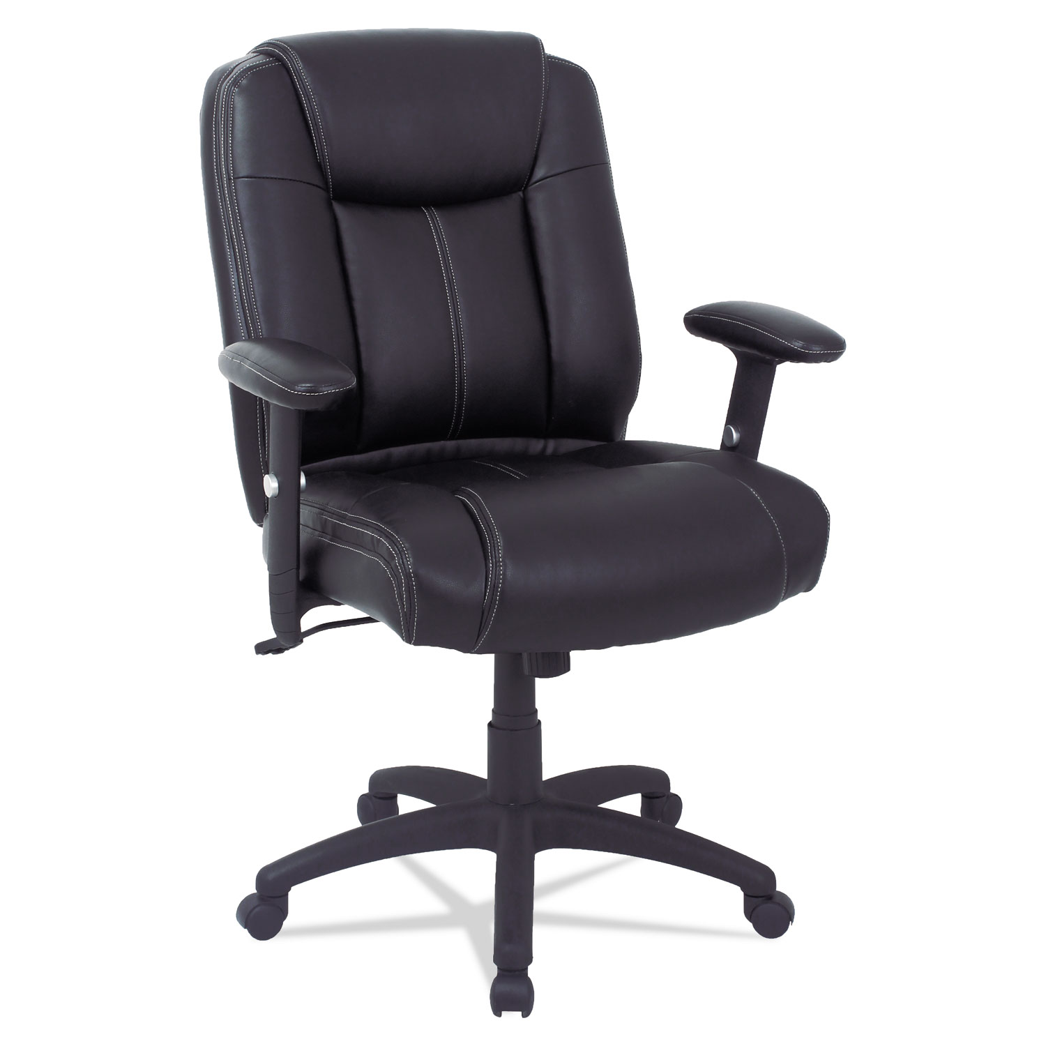 Alera CC Series Executive Mid-Back Leather Chair w/Adj Arms, Black