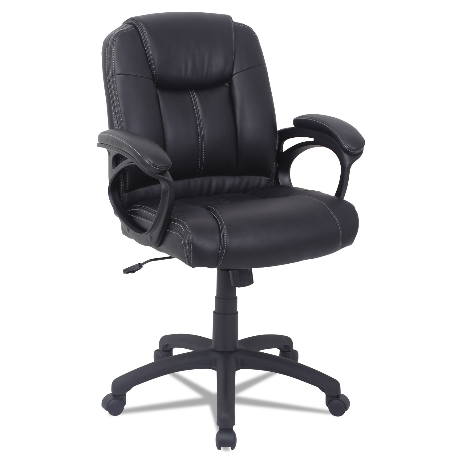  Alera ALECC4219F Alera CC Series Executive Mid-Back Leather Chair, Supports up to 275 lbs., Black Seat/Black Back, Black Base (ALECC4219F) 