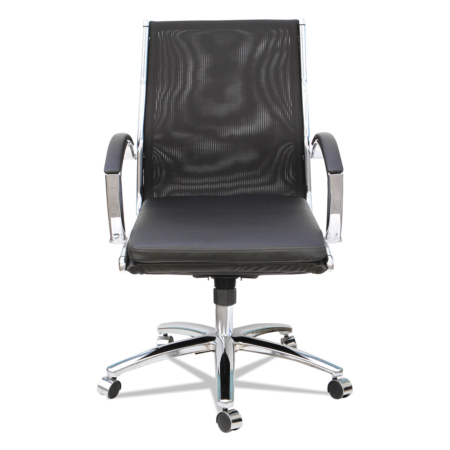Neratoli Mid-Back Slim Profile Chair, Black, Leather/Mesh