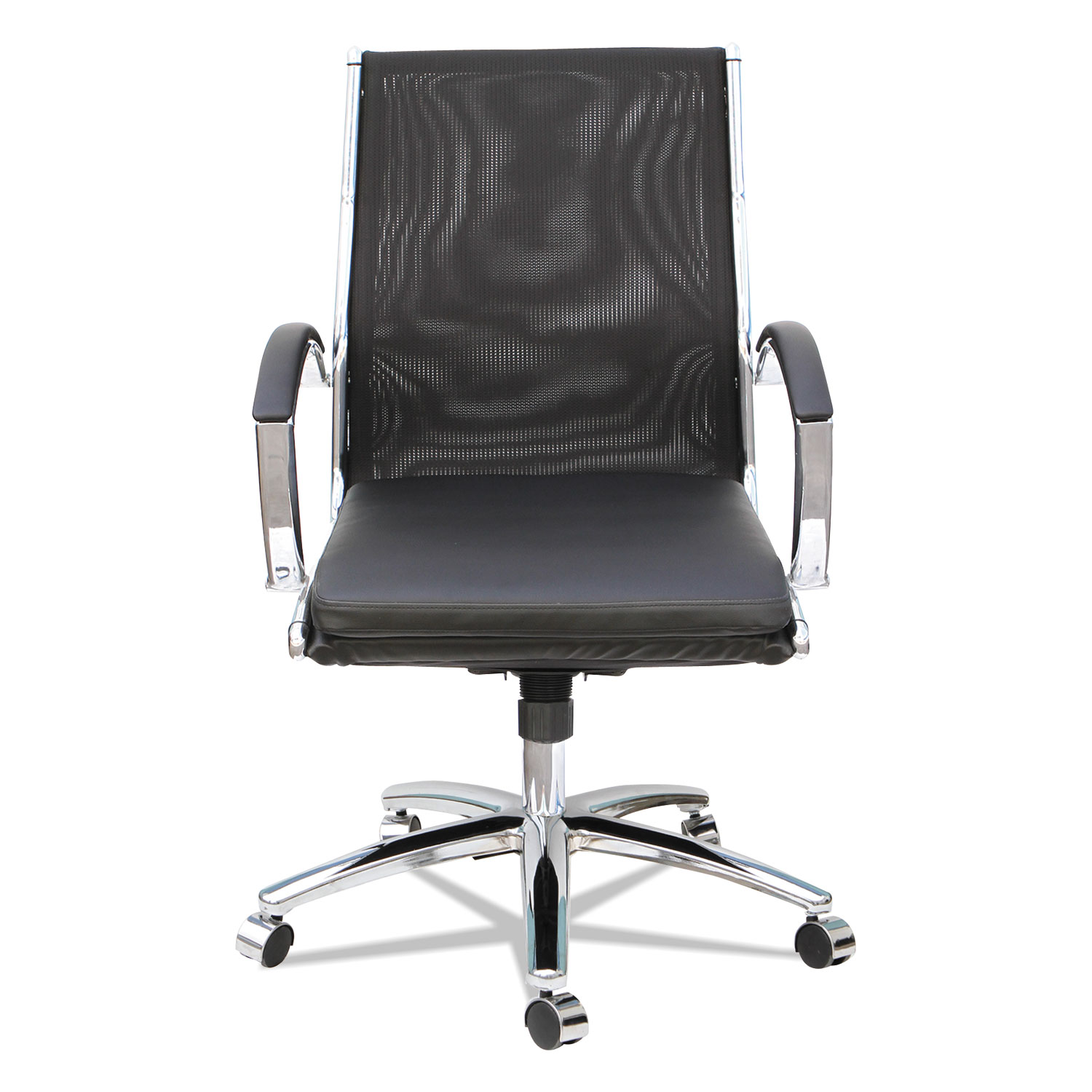 Alera Neratoli Mid-Back Slim Profile Chair, Supports up to 275 lbs., Black Seat/Black Back, Chrome Base