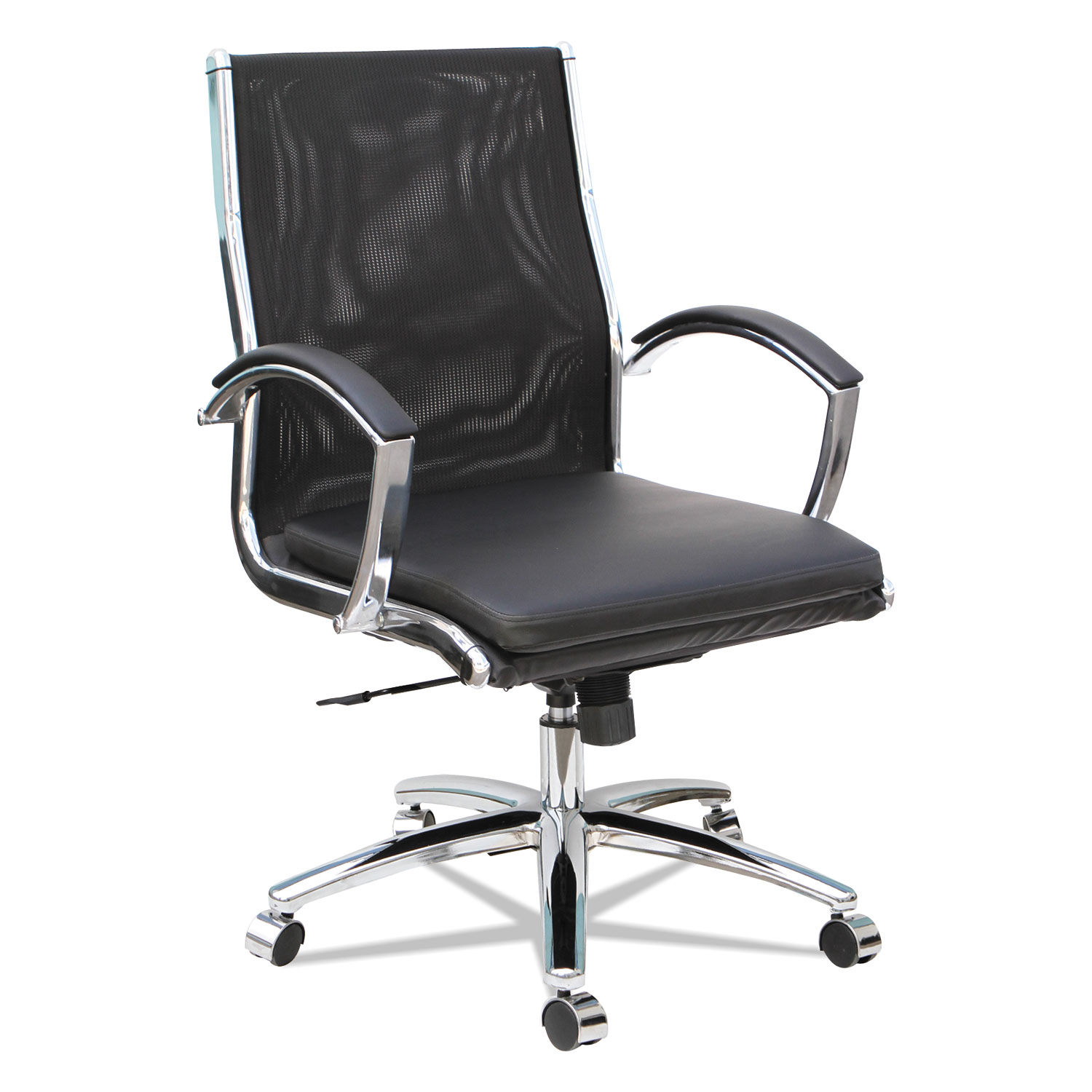  Alera ALENR4218 Alera Neratoli Mid-Back Slim Profile Chair, Supports up to 275 lbs., Black Seat/Black Back, Chrome Base (ALENR4218) 