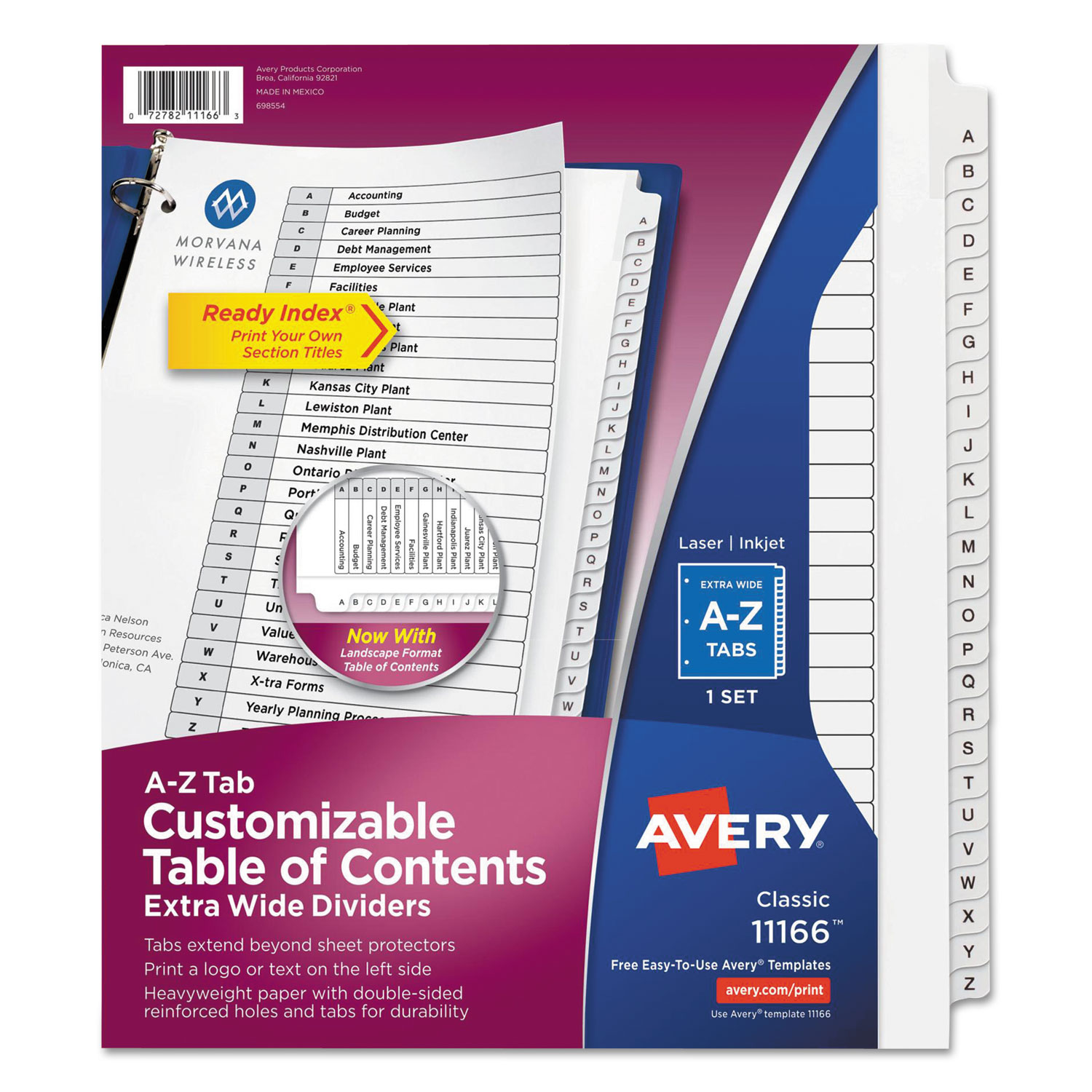  Avery 11166 Customizable TOC Ready Index Black and White Dividers, 26-Tab, Letter (AVE11166) 