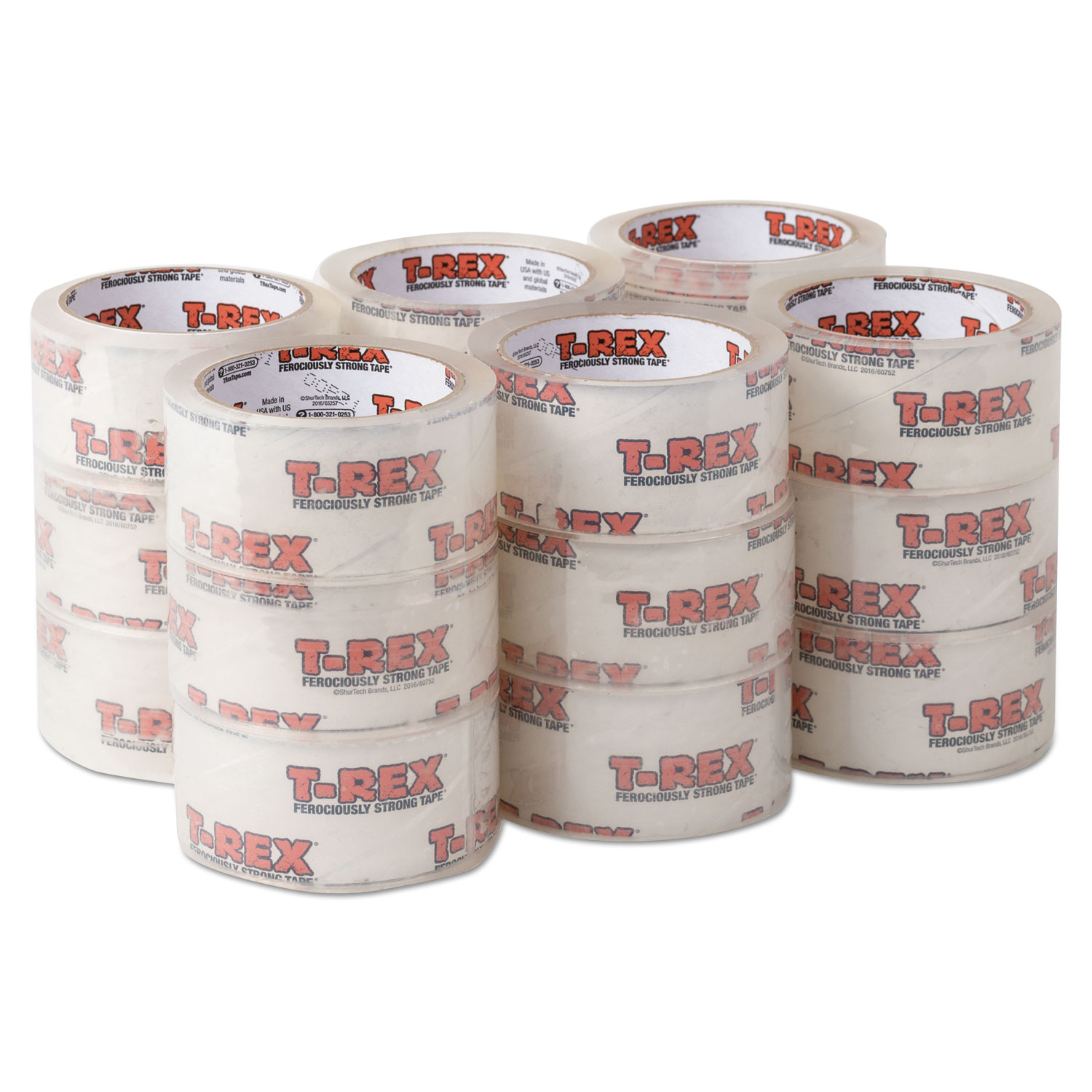  T-REX 285724 Packaging Tape, 1.88 Core, 1.88 x 35 yds, Crystal Clear, 18/Pack (DUC285724) 