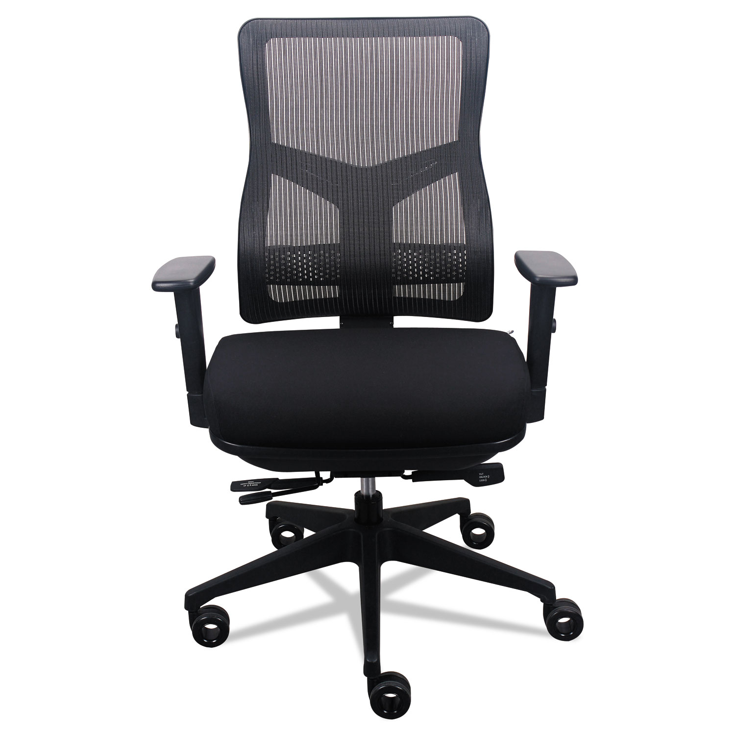 200 Mesh-Back Multifunction Chair, Black Fabric Seat/Black Mesh Back