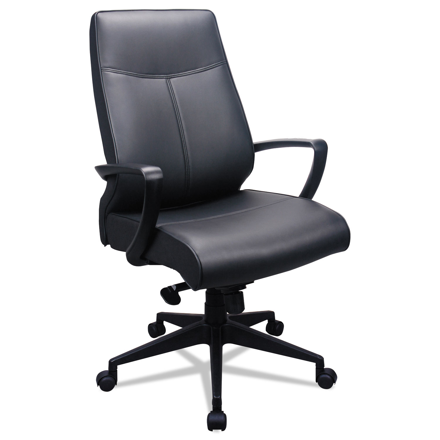 300 Leather High-Back Chair, Black Leather Seat/Back