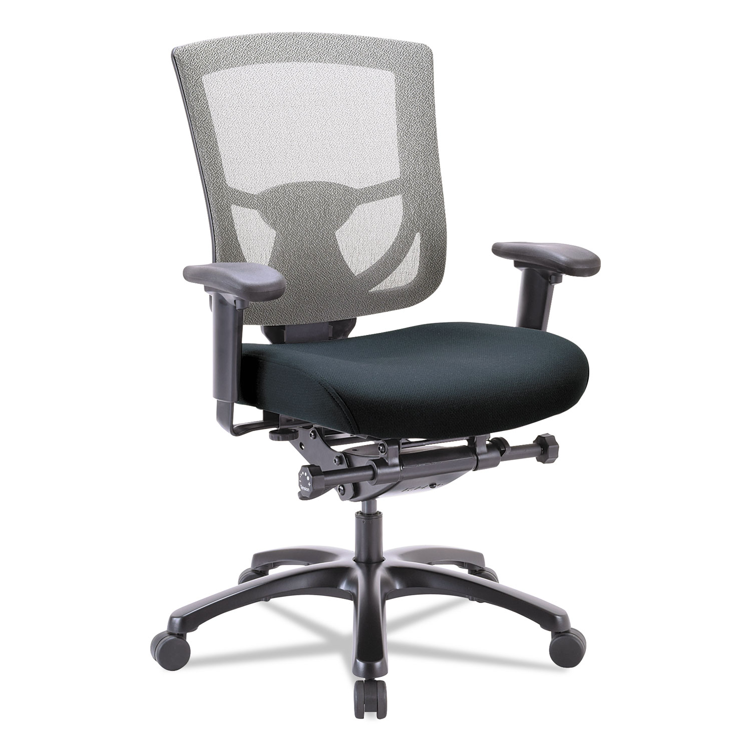 600 Mesh-Back Multifunction Chair, Black Fabric Seat/Slate Mesh