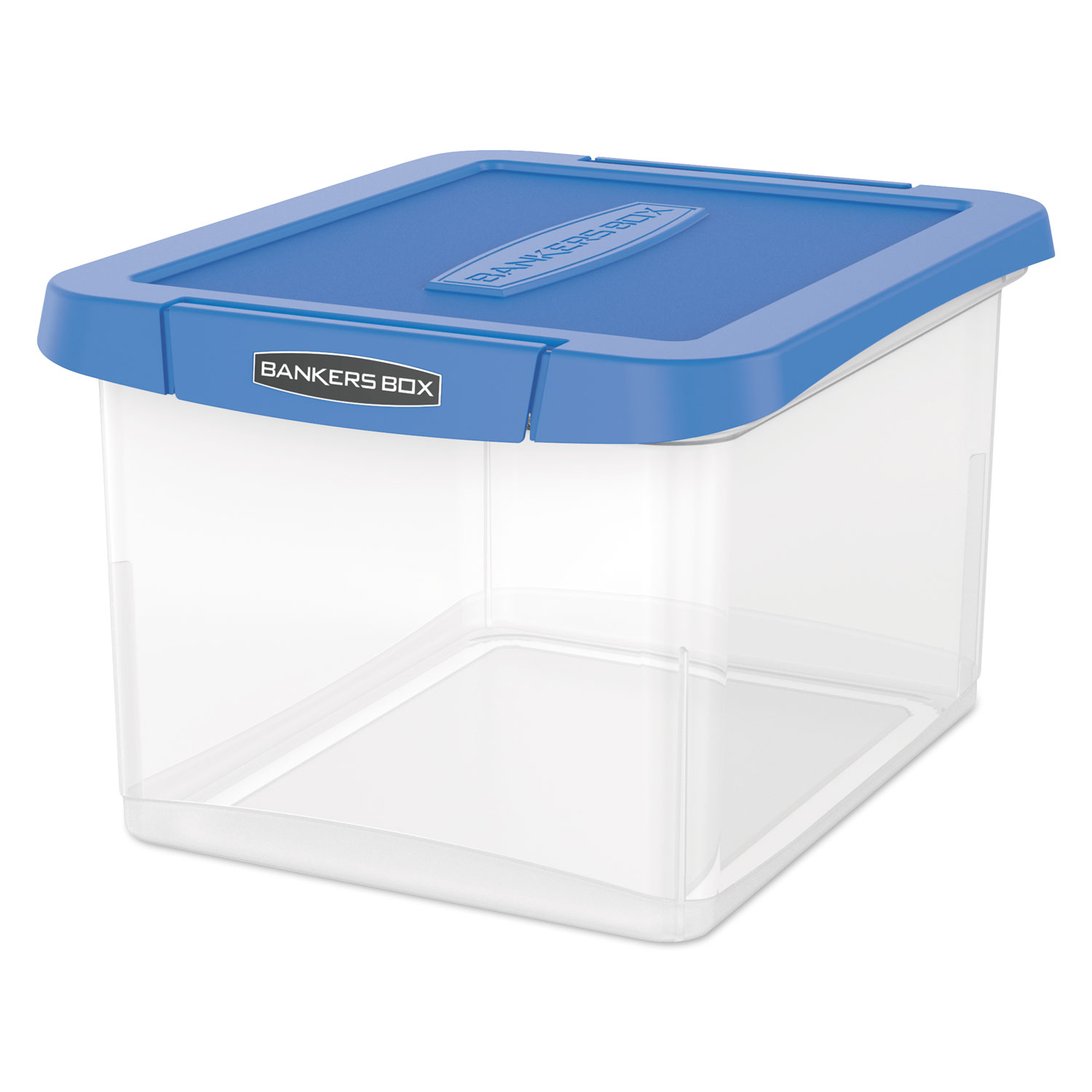 Heavy Duty Plastic File Storage, Locking Lid, Letter/Legal, Clear/Blue, 2/Pack