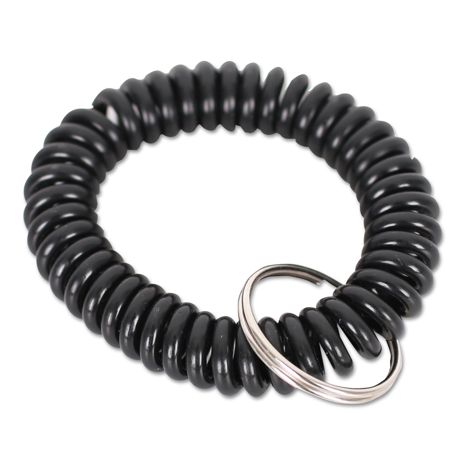 Wrist Coil Plus Key Ring, Plastic, Black, 6/Pack