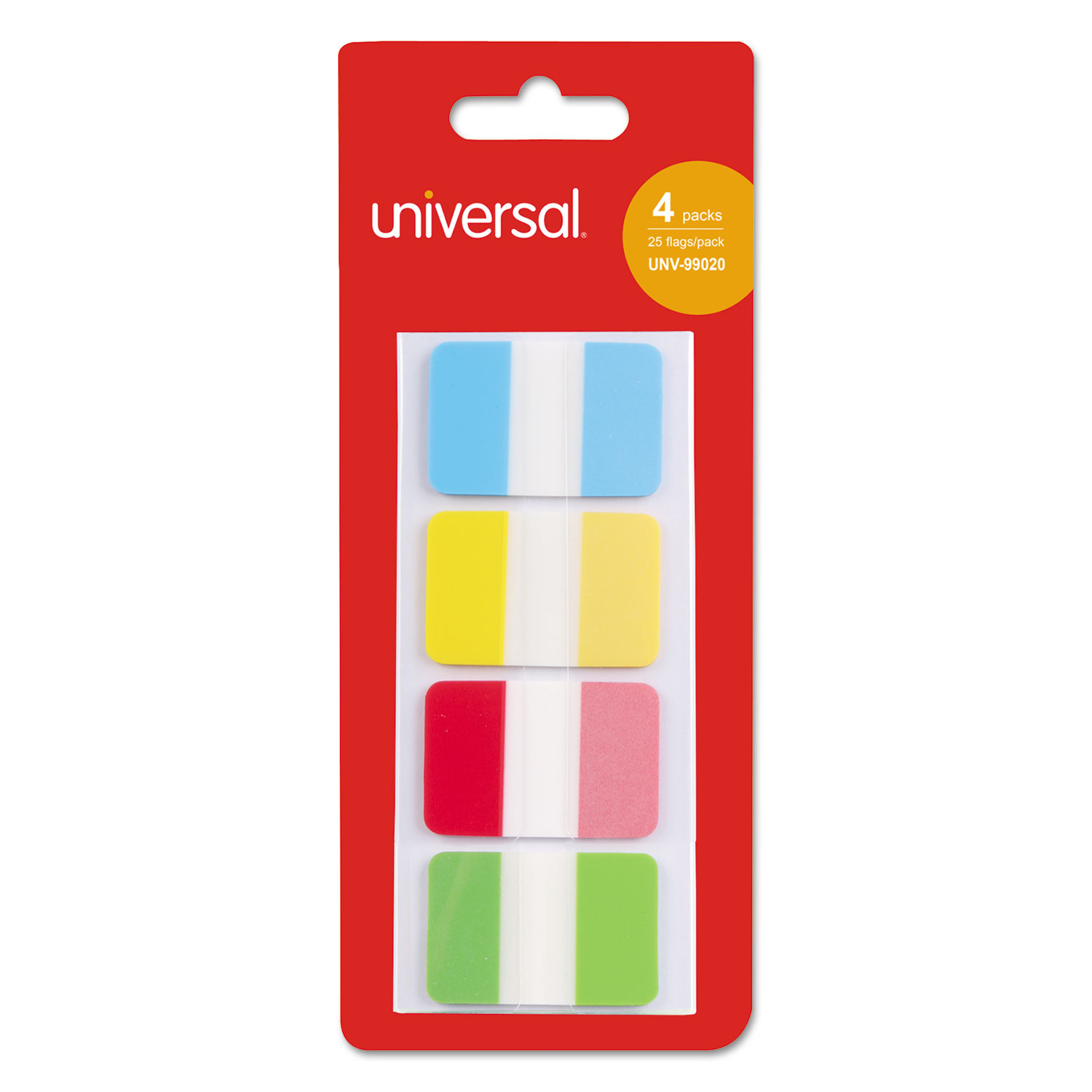 Self Stick Index Tab, 1, Assorted Colors, 100/Pack
