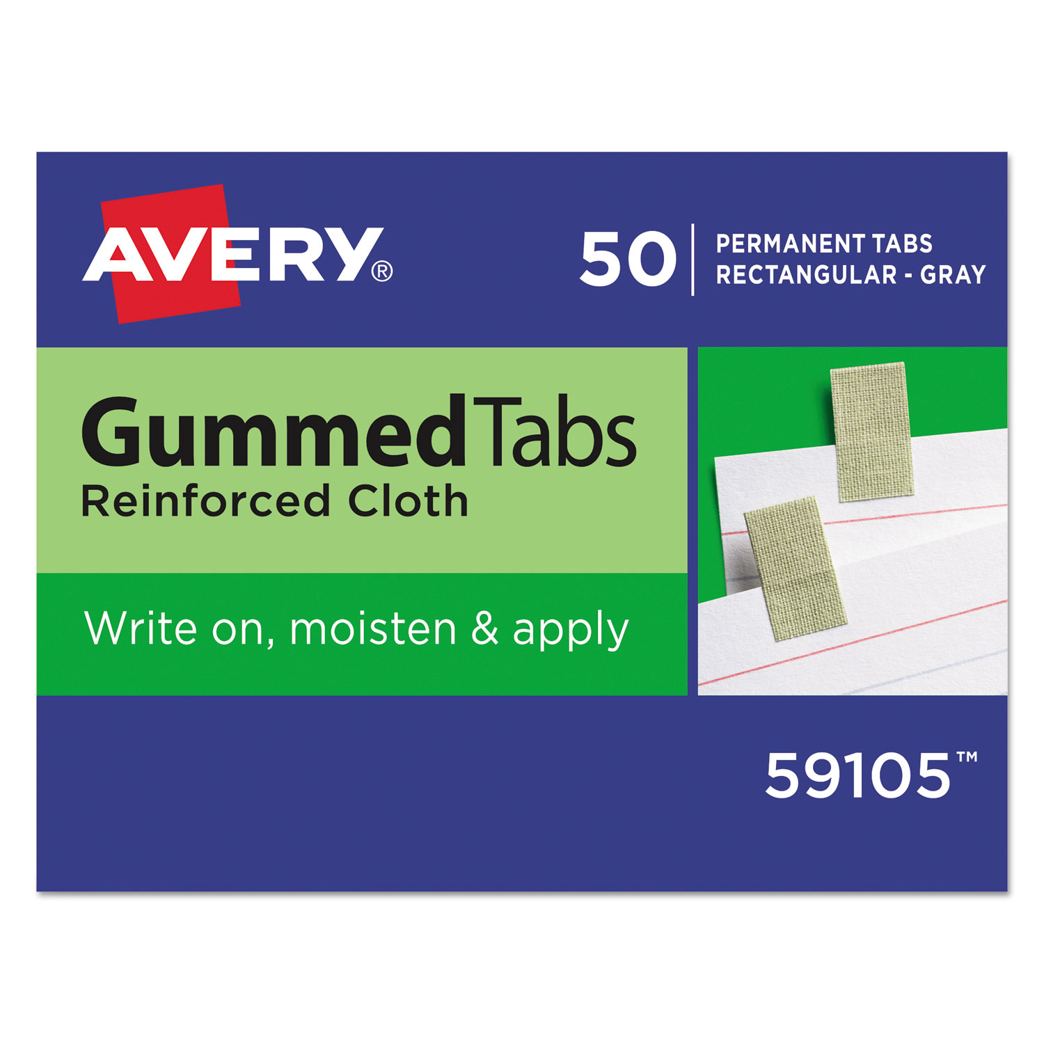  Avery 59105 Gummed Reinforced Index Tabs, 1/12-Cut Tabs, Gray, 0.44 Wide, 50/Pack (AVE59105) 