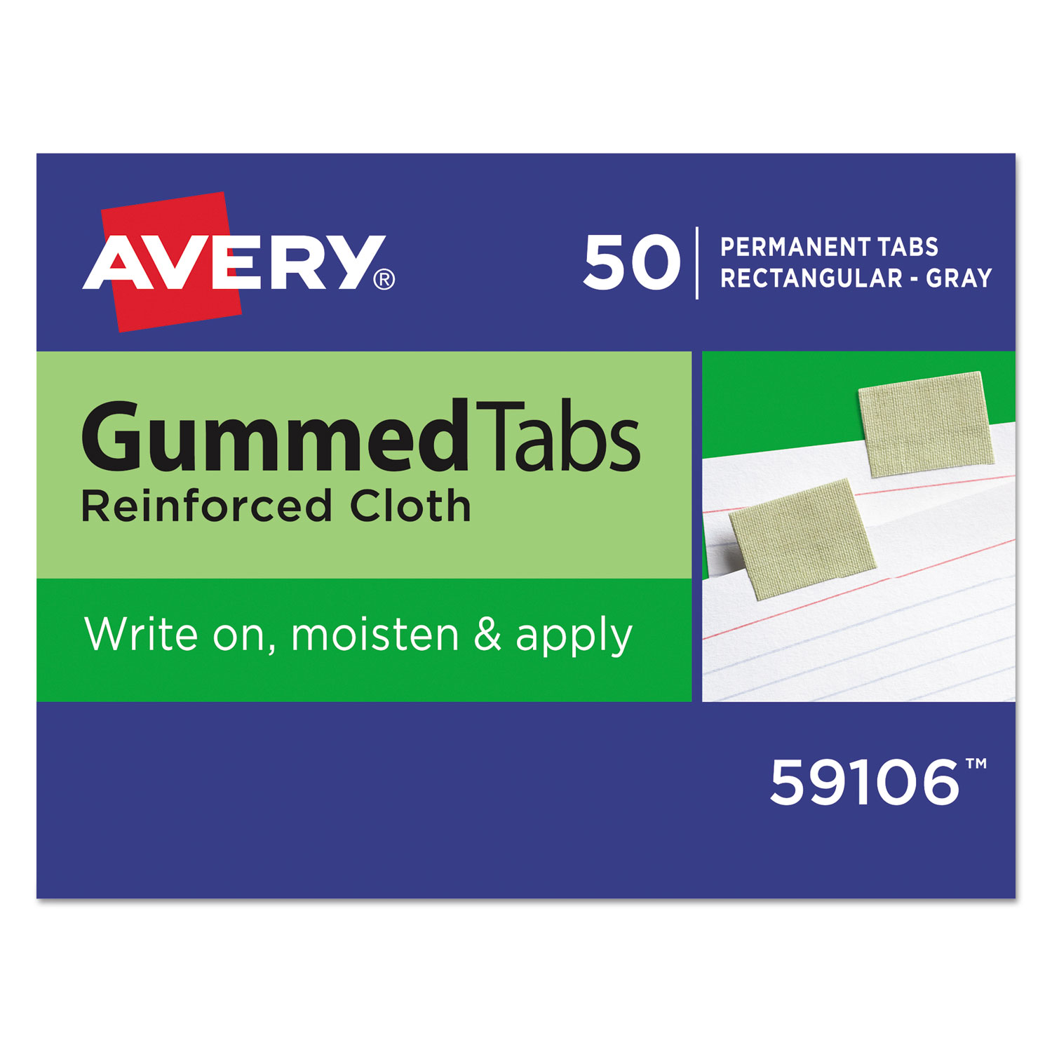  Avery 59106 Gummed Reinforced Index Tabs, 1/5-Cut Tabs, Olive Green, 1 Wide, 50/Pack (AVE59106) 