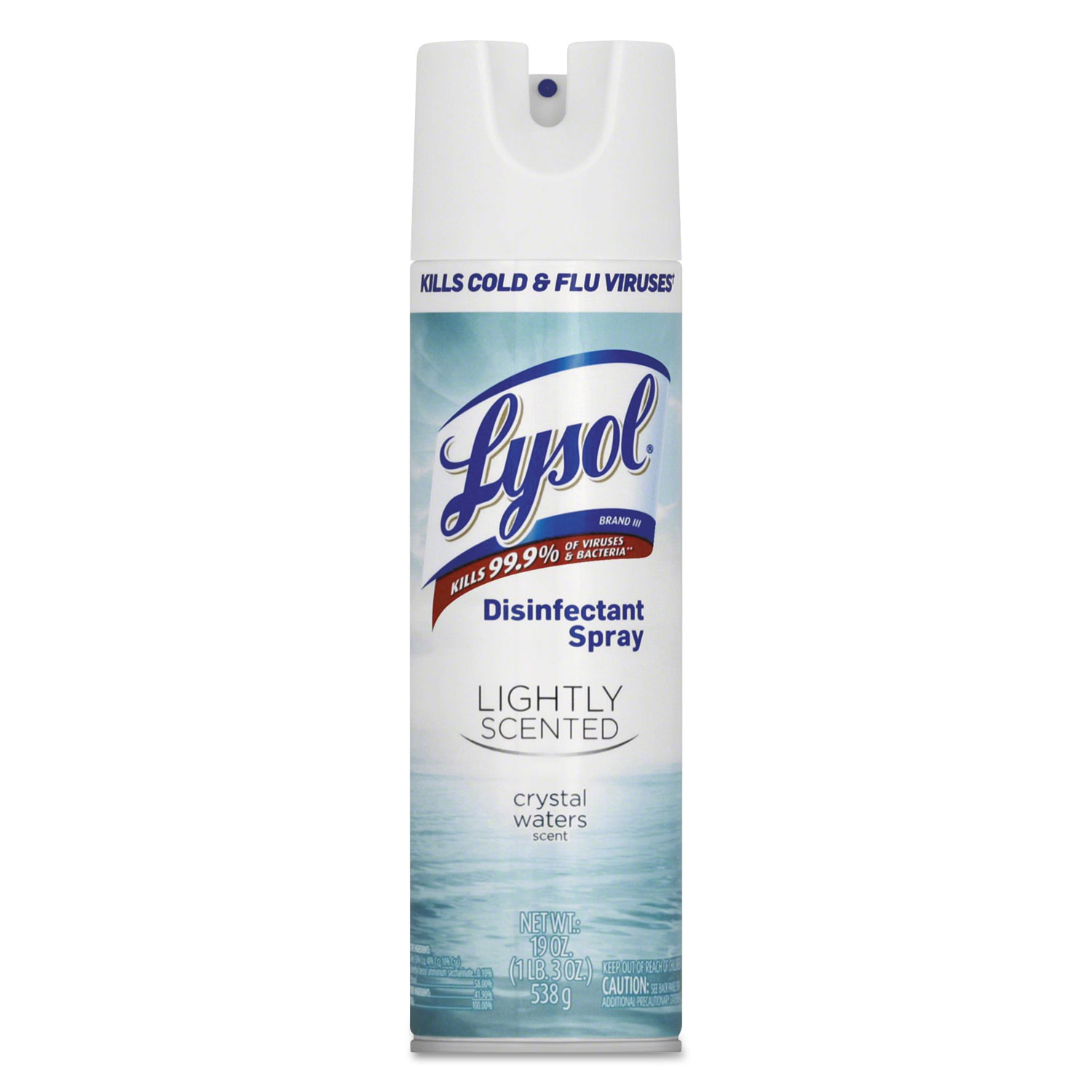 Lightly Scented Disinfectant Spray, Crystal Waters, 19 oz, 6/Carton