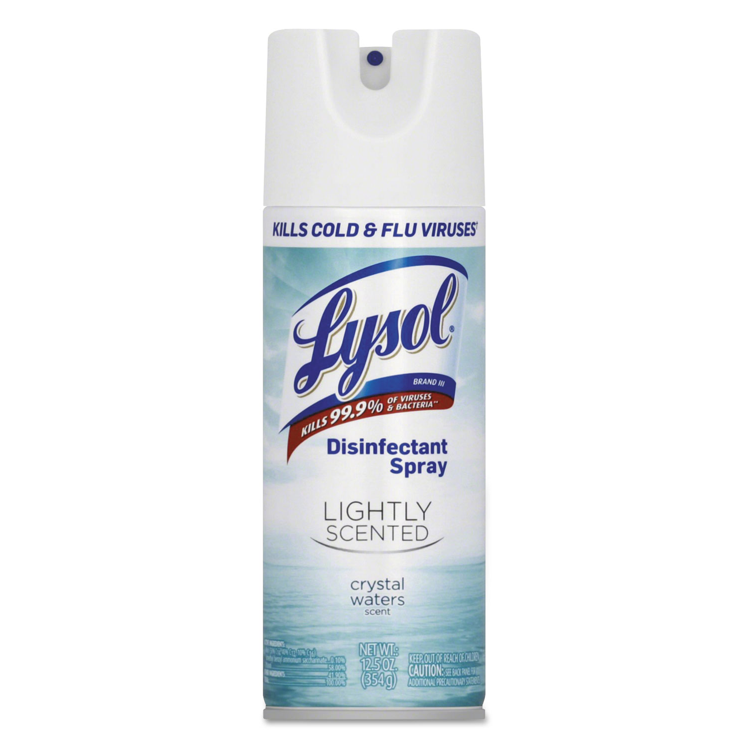 Lightly Scented Disinfectant Spray, Crystal Waters, 12.5 oz, 6/Carton