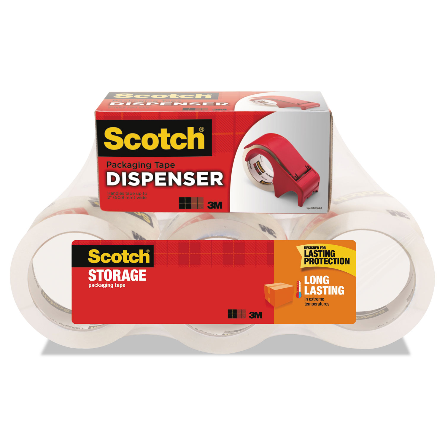 Scotch 3650-6-DP3 Storage Tape with DP300 Dispenser, 3 Core, 1.88 x 54.6 yds, Clear, 6/Pack (MMM36506DP3) 