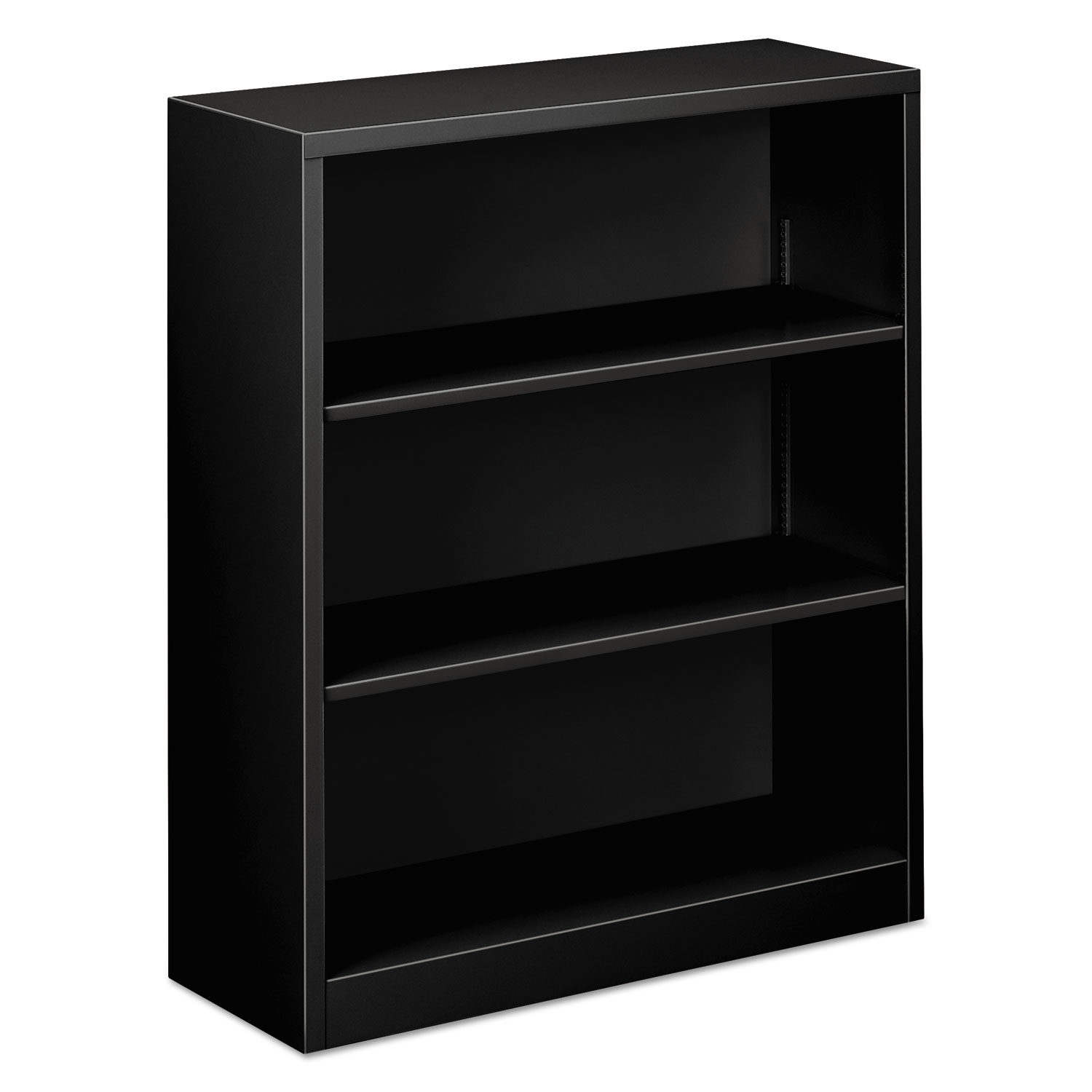 Steel Bookcase, 3-Shelf, 34.5w x 12.63d x 41h, Black