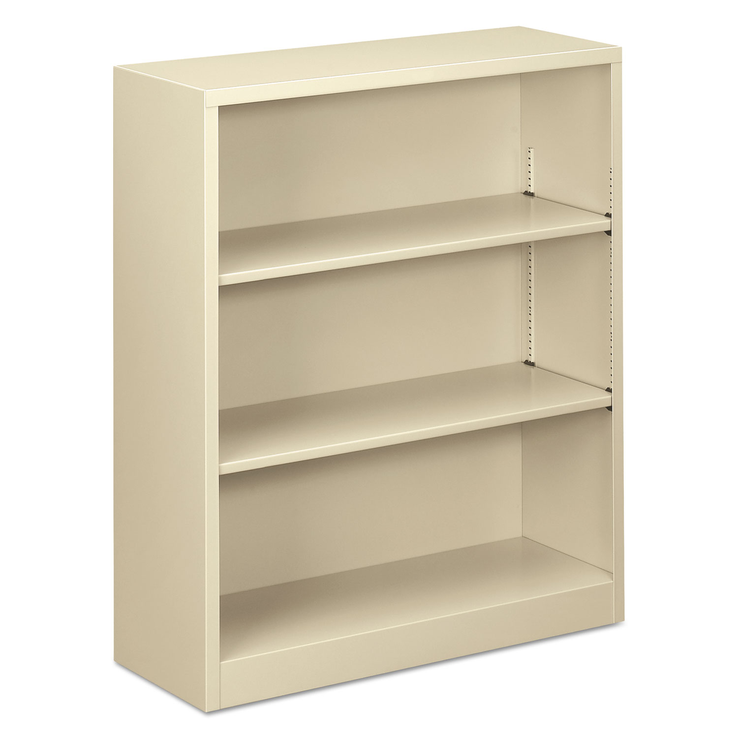 Steel Bookcase, 3-Shelf, 34.5w x 12.63d x 41h, Putty