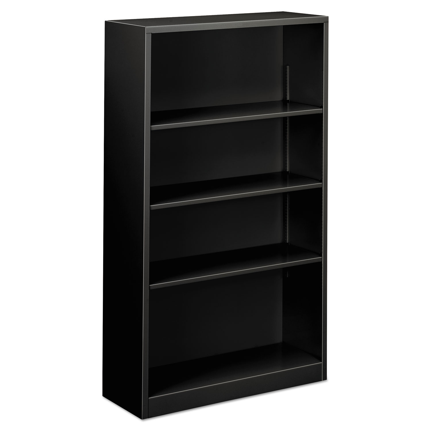 Steel Bookcase, 4-Shelf, 34.5w x 12.63d x 59h, Black