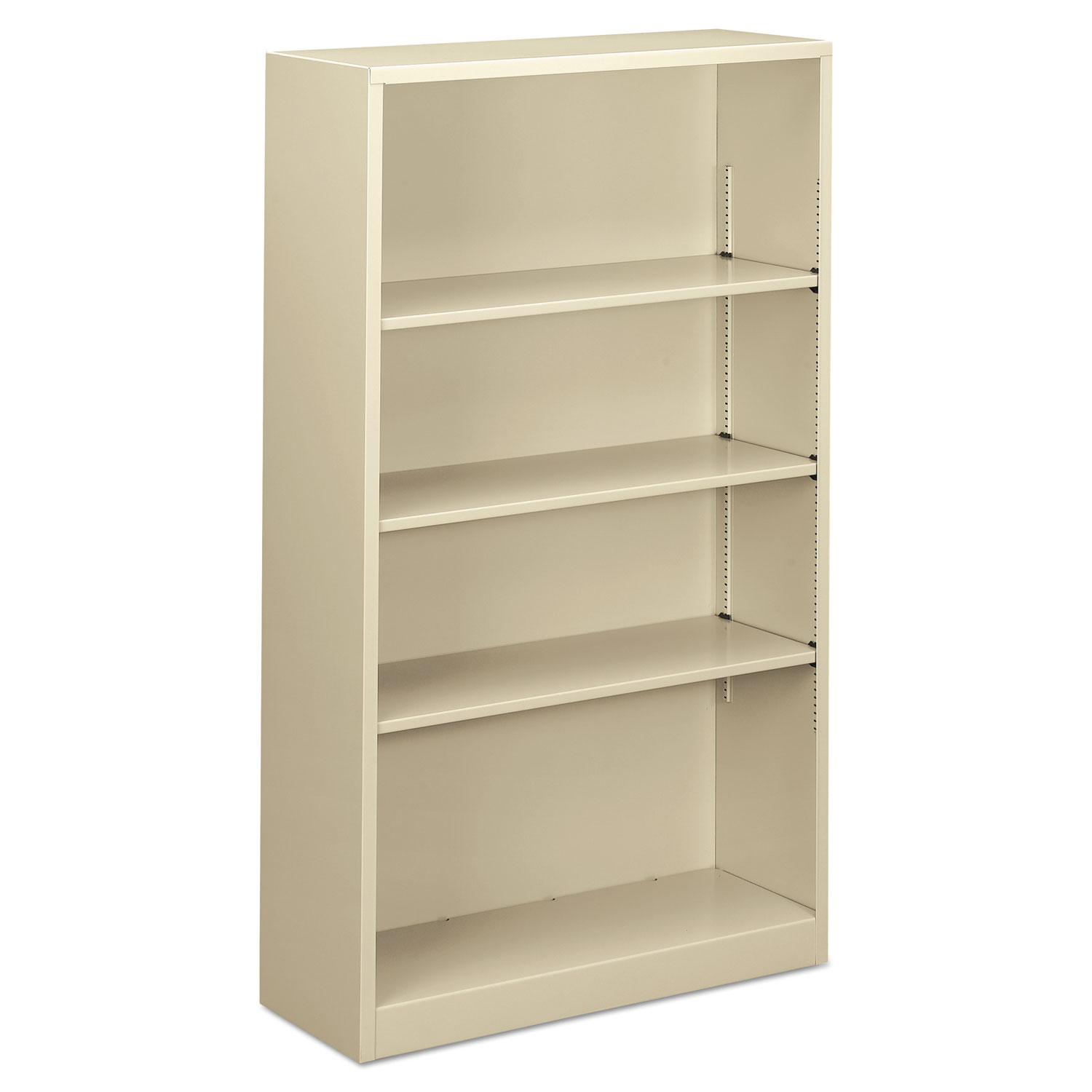 Steel Bookcase, 4-Shelf, 34.5w x 12.63d x 59h, Putty