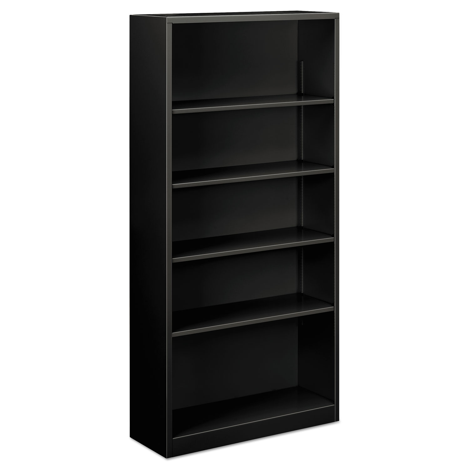 Steel Bookcase, 5-Shelf, 34.5w x 12.63d x 71h, Black