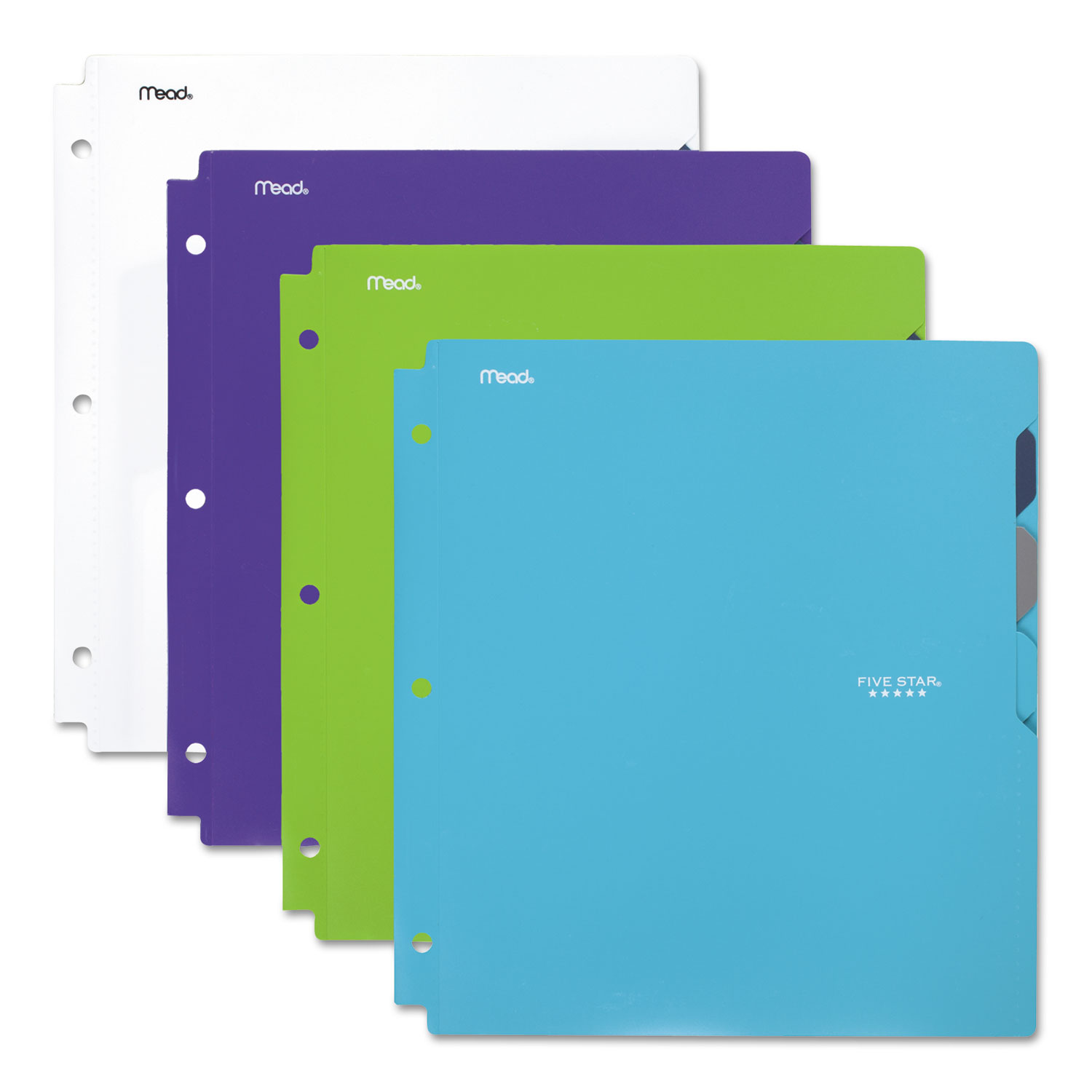  Five Star 73270 Quick-View Plastic Folder, 20 Sheets, 8 1/2 x 11, Assorted, Trend, 4/Set (MEA73270) 