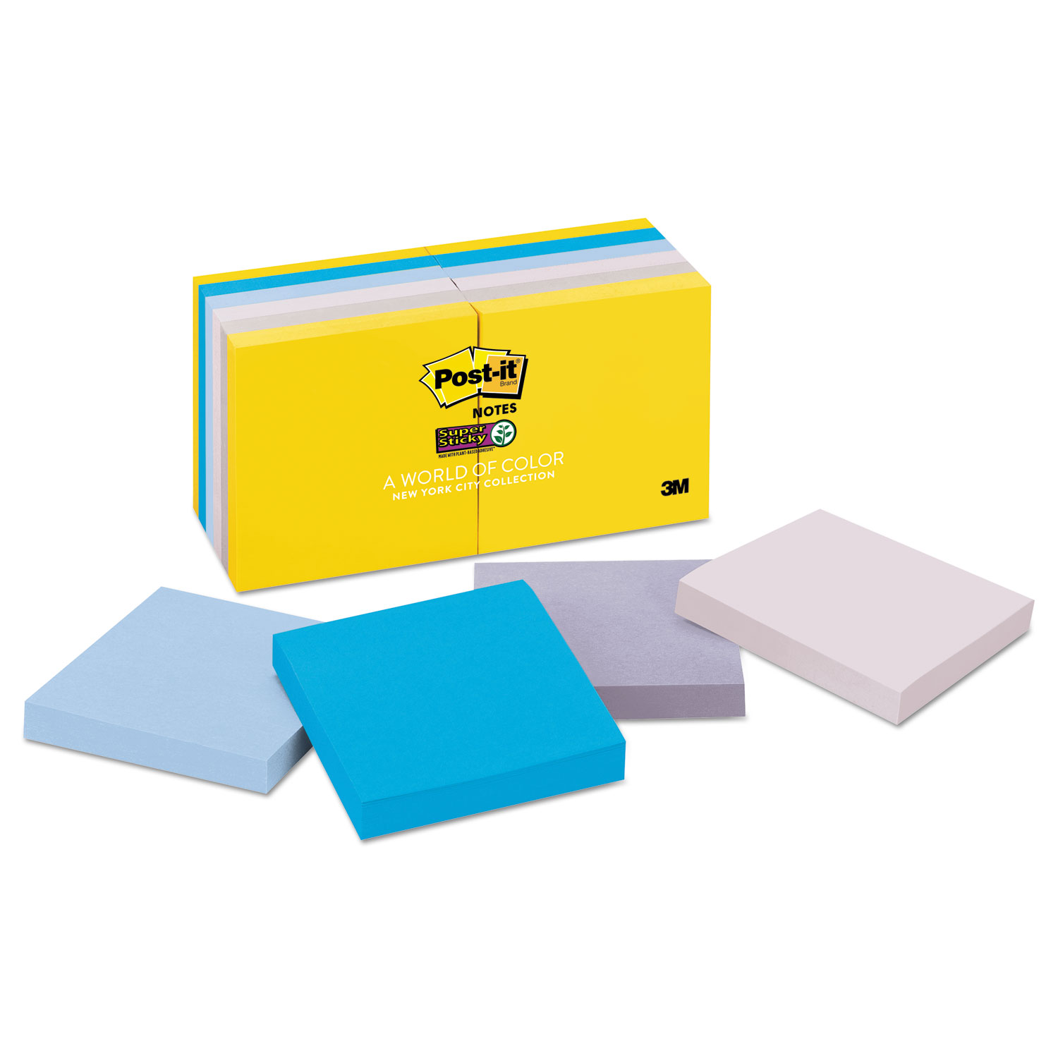 Pads in New York Colors Notes, 3 x 3, 90-Sheets/Pad, 12 Pads/Pack