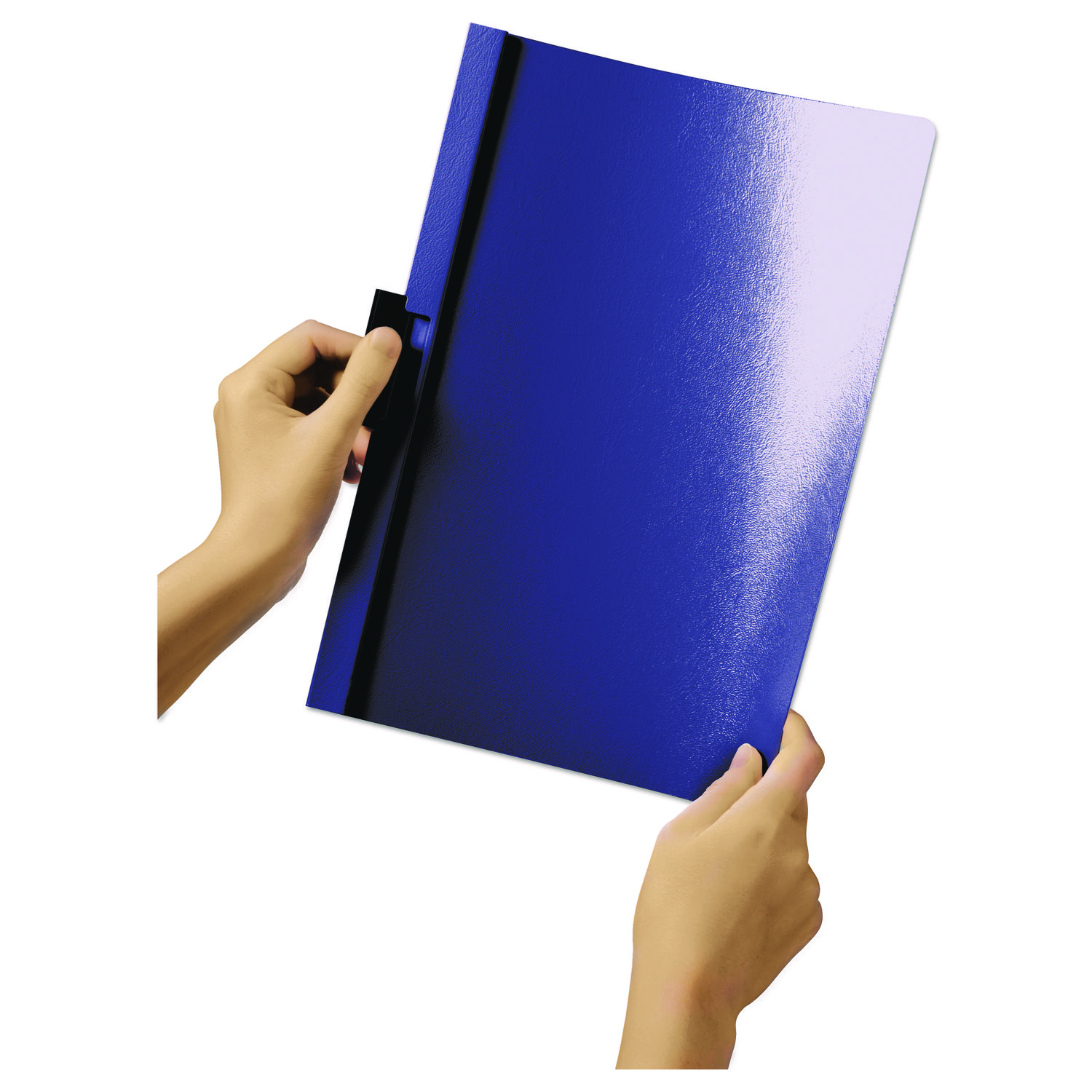 Vinyl DuraClip Report Cover, Letter, Holds 60 Pages, Clear/Dark Blue