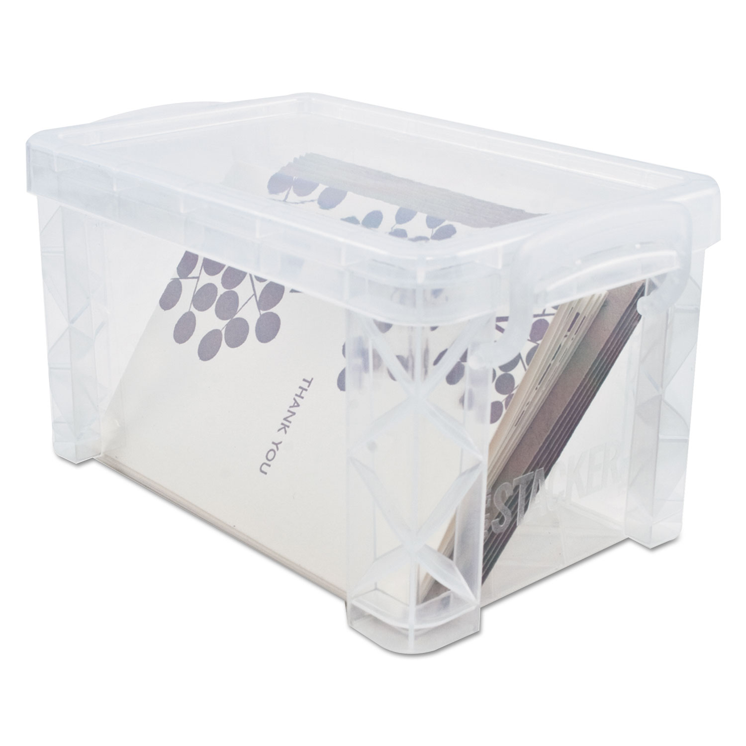 Super Stacker Storage Boxes, Hold 400 3 x 5 Cards, Plastic, Clear