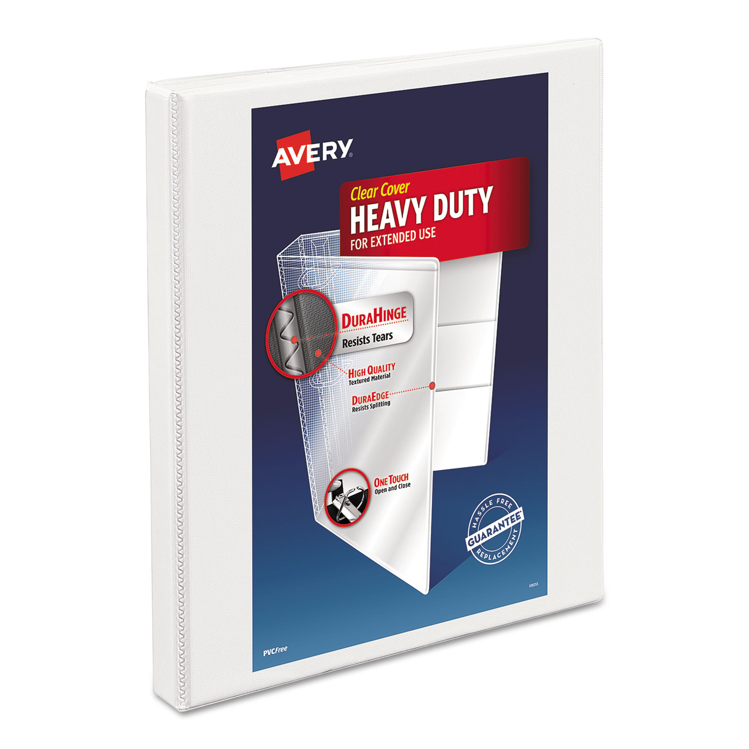  Avery 05234 Heavy-Duty Non Stick View Binder with DuraHinge and Slant Rings, 3 Rings, 0.5 Capacity, 11 x 8.5, White (AVE05234) 