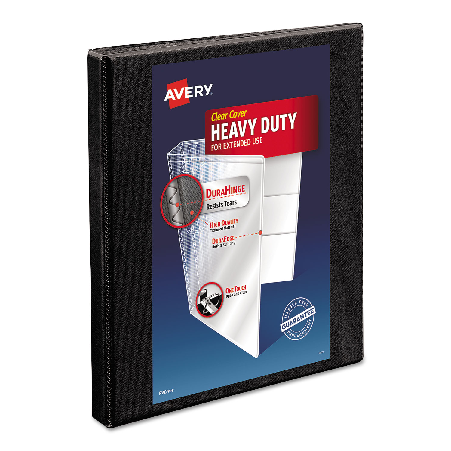 Heavy-Duty Non Stick View Binder with DuraHinge and Slant Rings, 3 Rings, 0.5" Capacity, 11 x 8.5, Black