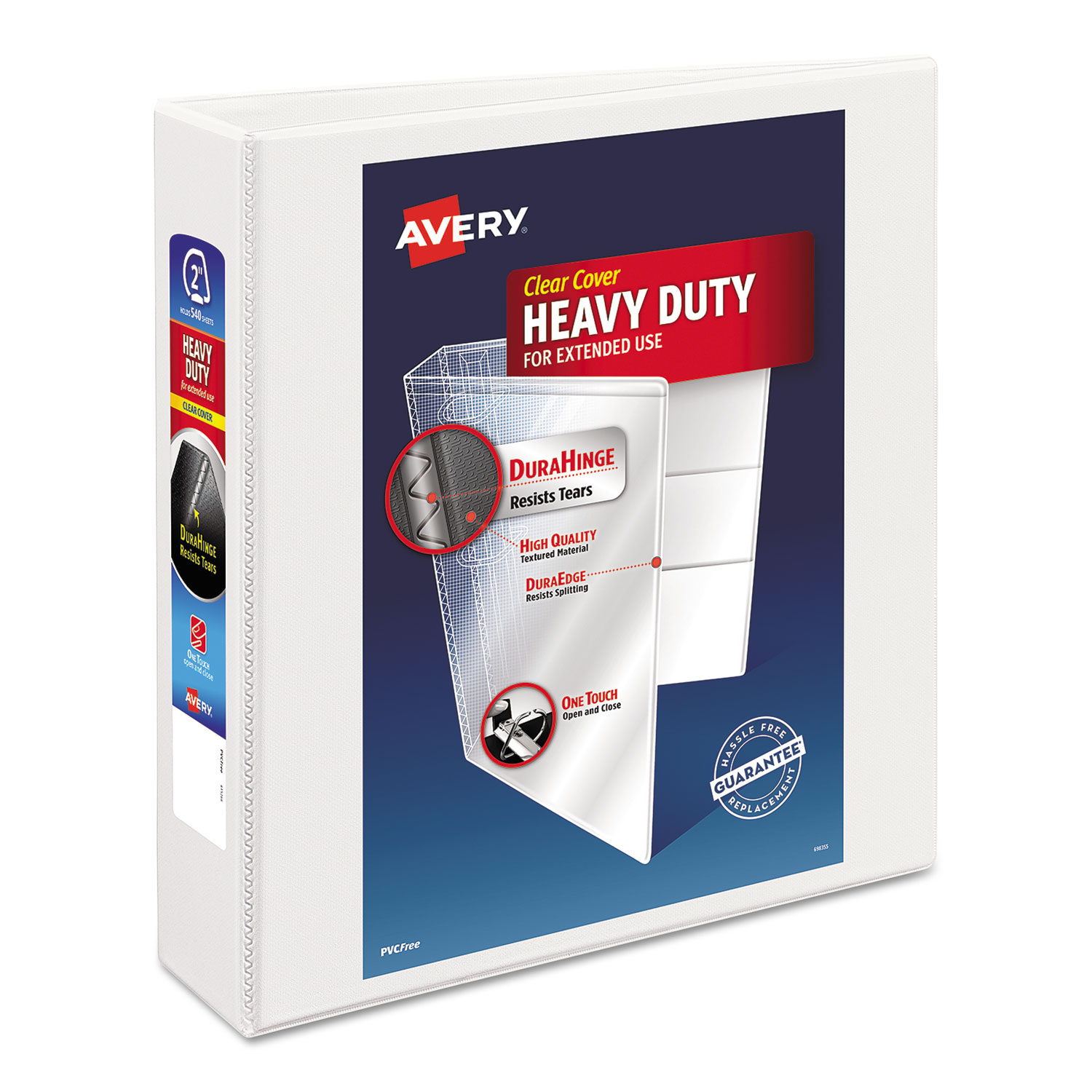  Avery 05504 Heavy-Duty Non Stick View Binder with DuraHinge and Slant Rings, 3 Rings, 2 Capacity, 11 x 8.5, White (AVE05504) 