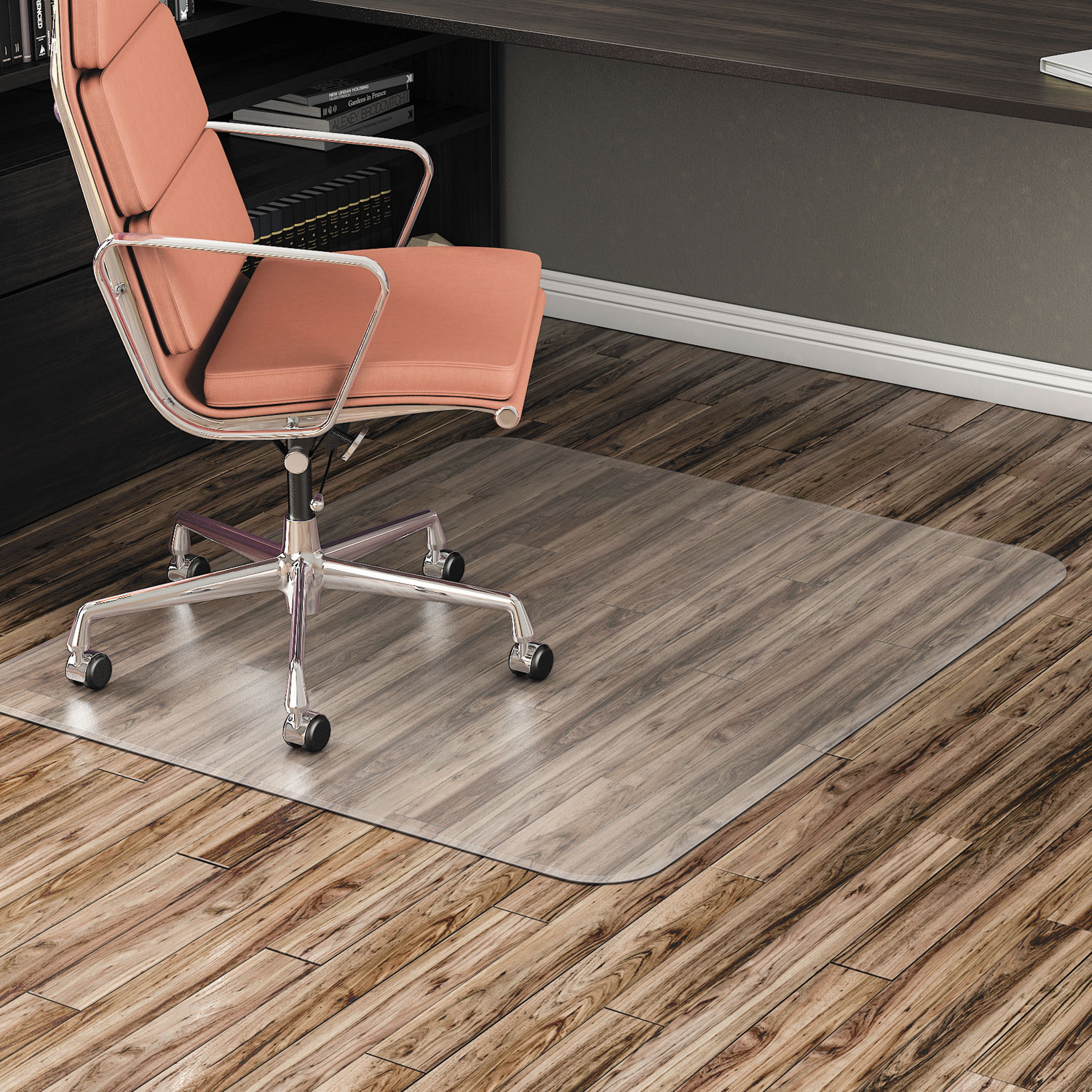  Alera CM2E442FALEPL All Day Use Non-Studded Chair Mat for Hard Floors, 46 x 60, Rectangular, Clear (ALEMAT4660HFR) 
