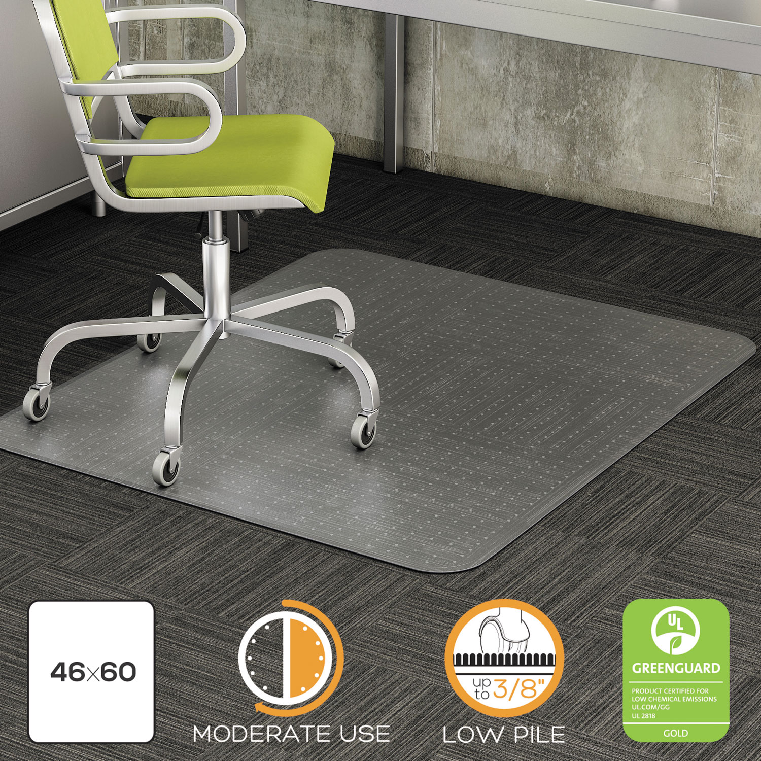 DuraMat Moderate Use Chair Mat, Low Pile Carpet, Roll, 46 x 60, Rectangle, CR