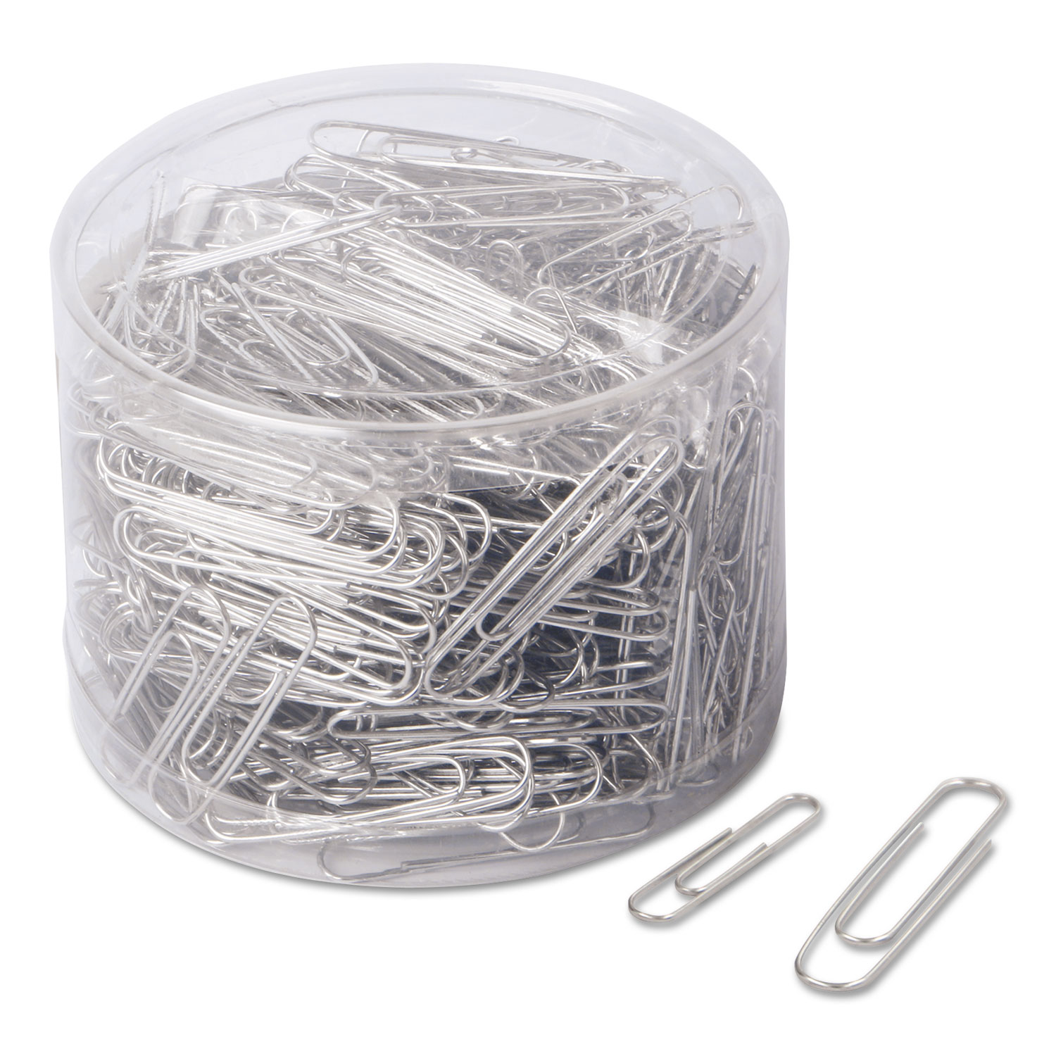 Plastic-Coated Paper Clips, No. 1, Clear/Silver, 1000/Pack