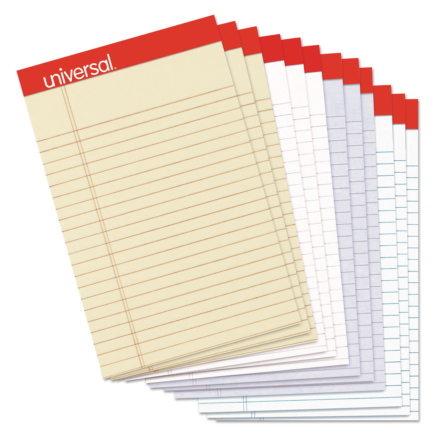  Universal UNV35855 Colored Perforated Writing Pads, Narrow Rule, 5 x 8, Assorted Sheet Colors, 50 Sheets, Dozen (UNV35855) 