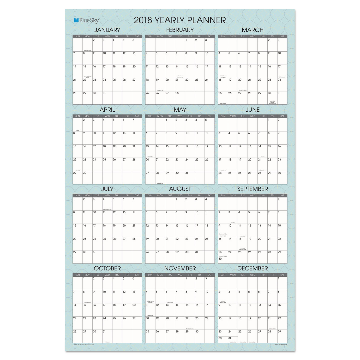 Picadilly Laminated Wall Calendar, 36 x 24, 2018