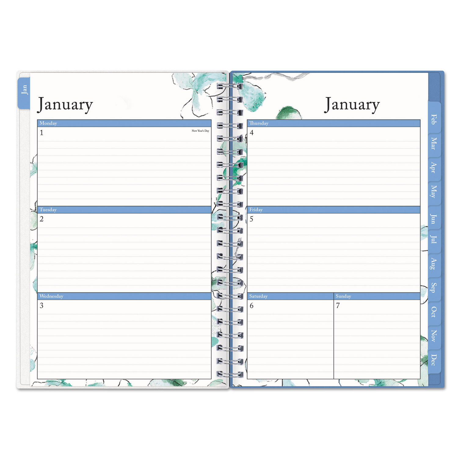 Lindley Weekly/Monthly Wirebound Planner, 5 x 8, White/Blue, 2018