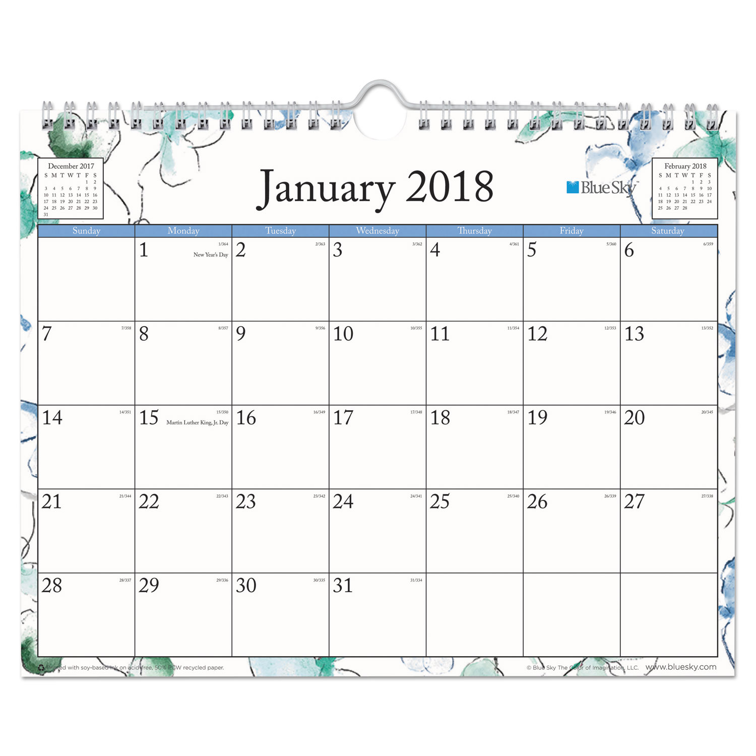 Lindley Wirebound Wall Calendar, 11 x 8 3/4, 2018