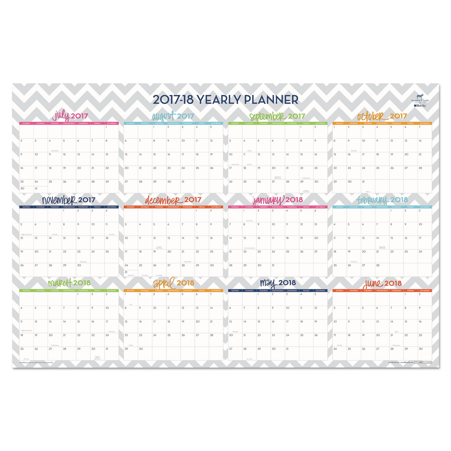 Dabney Lee Ollie Laminated Wall Calendar, 36 x 24, 2017-2018