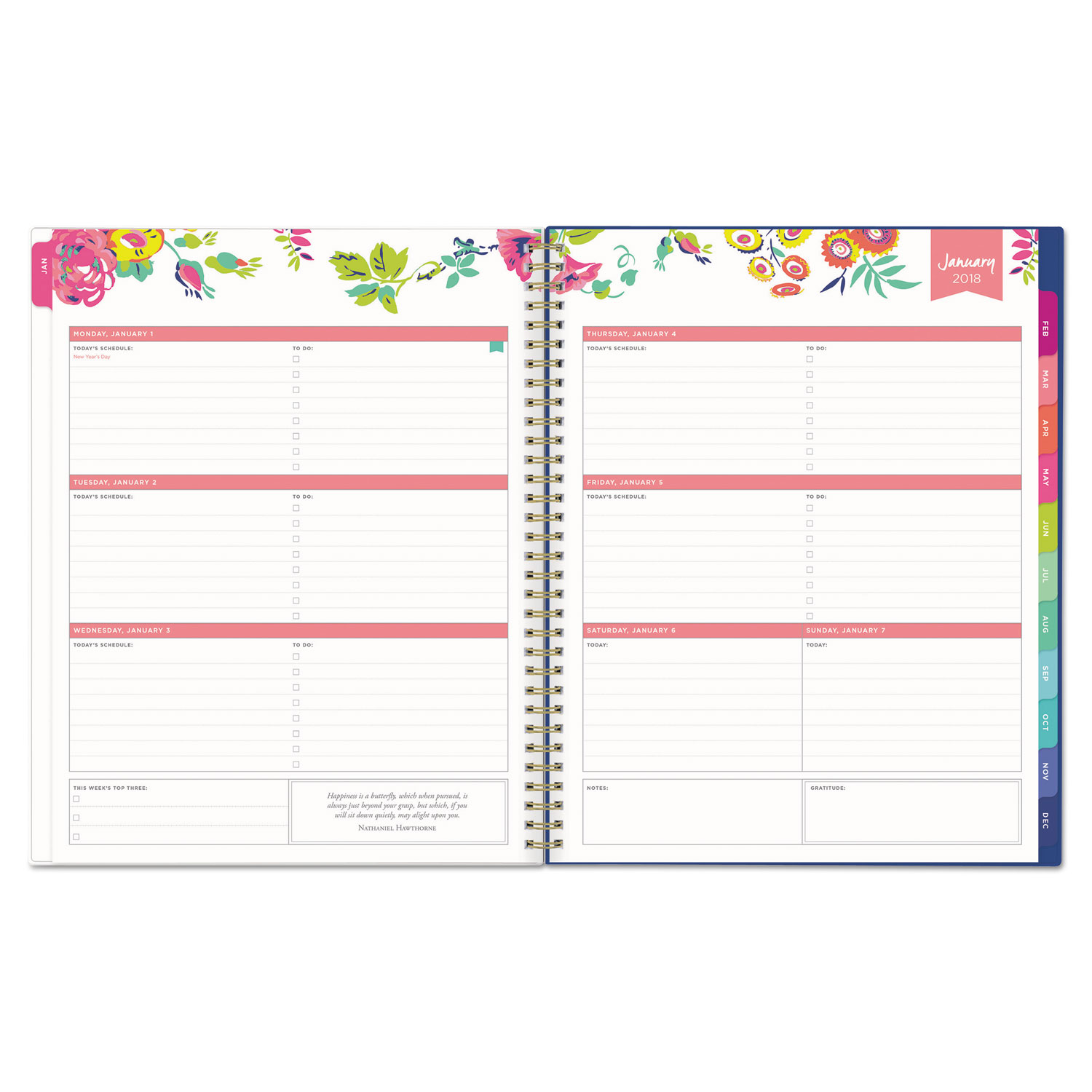 Day Designer CYO Weekly/Monthly Planner, 8 1/2 x 11, Navy/Floral, 2018