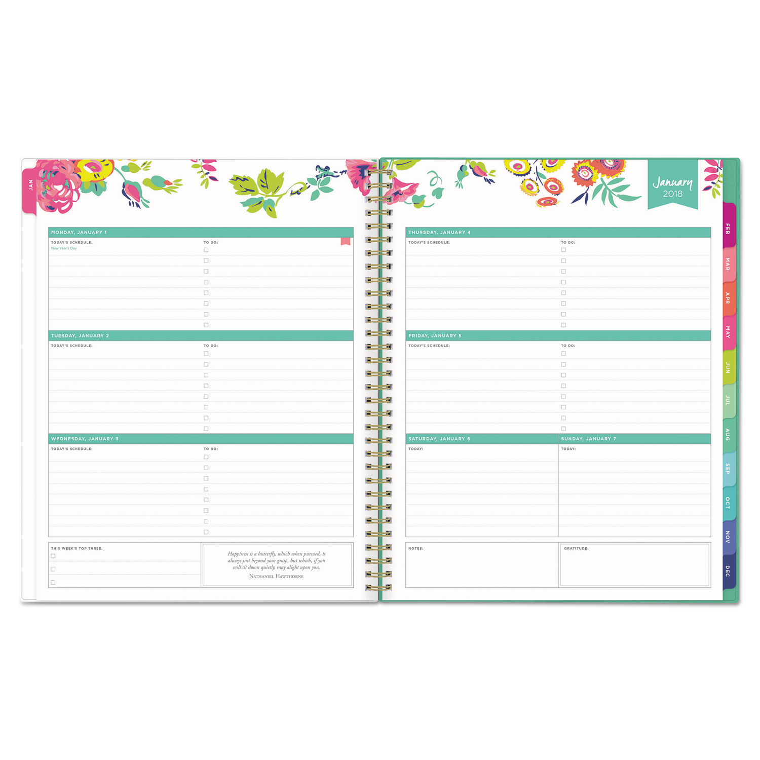 Day Designer CYO Weekly/Monthly Planner, 8 1/2 x 11, White/Floral, 2018