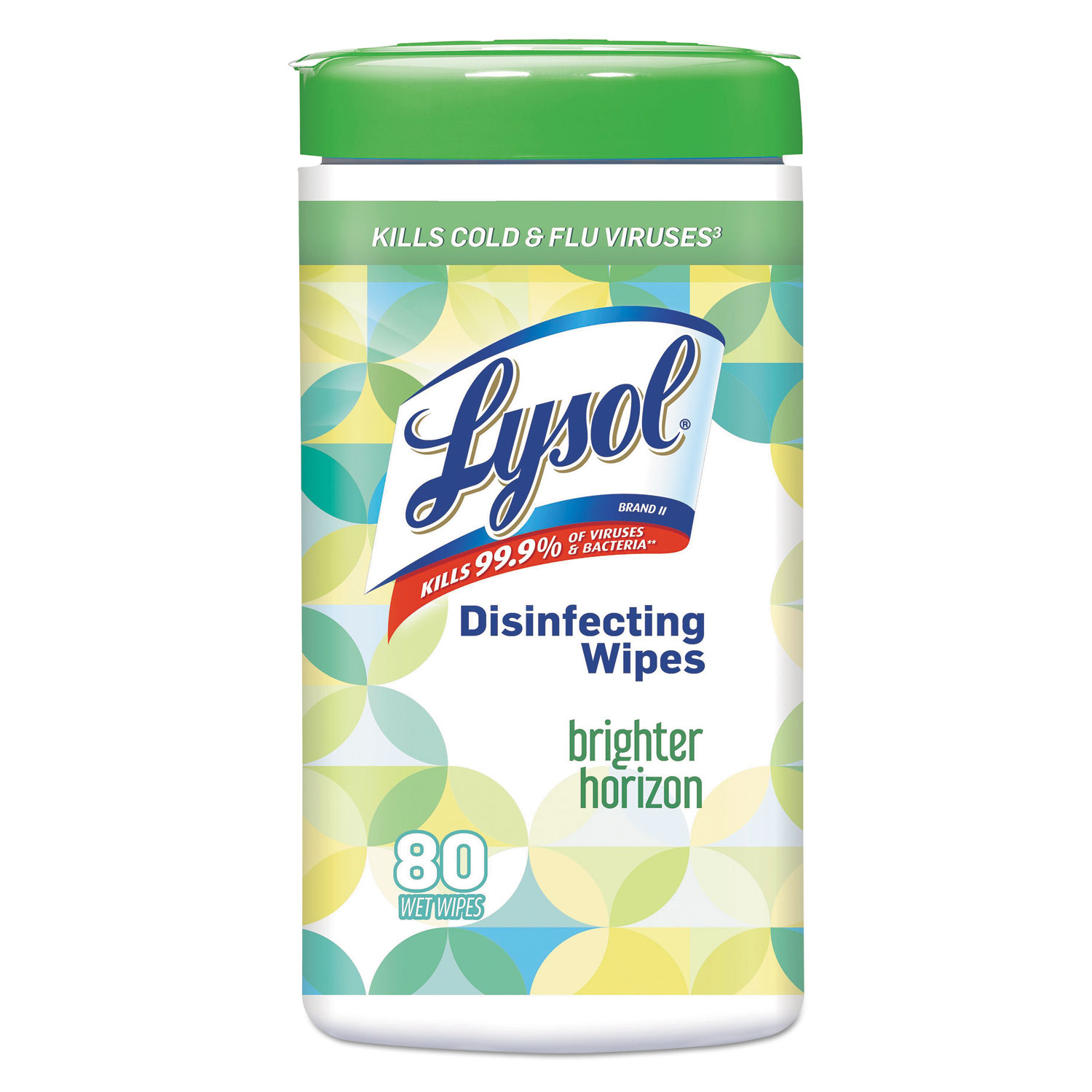  LYSOL Brand 19200-97180 Disinfecting Wipes, 7 x 8, Brighter Horizon, 80 Wipes/Canister, 6 Canisters/Carton (RAC97180) 