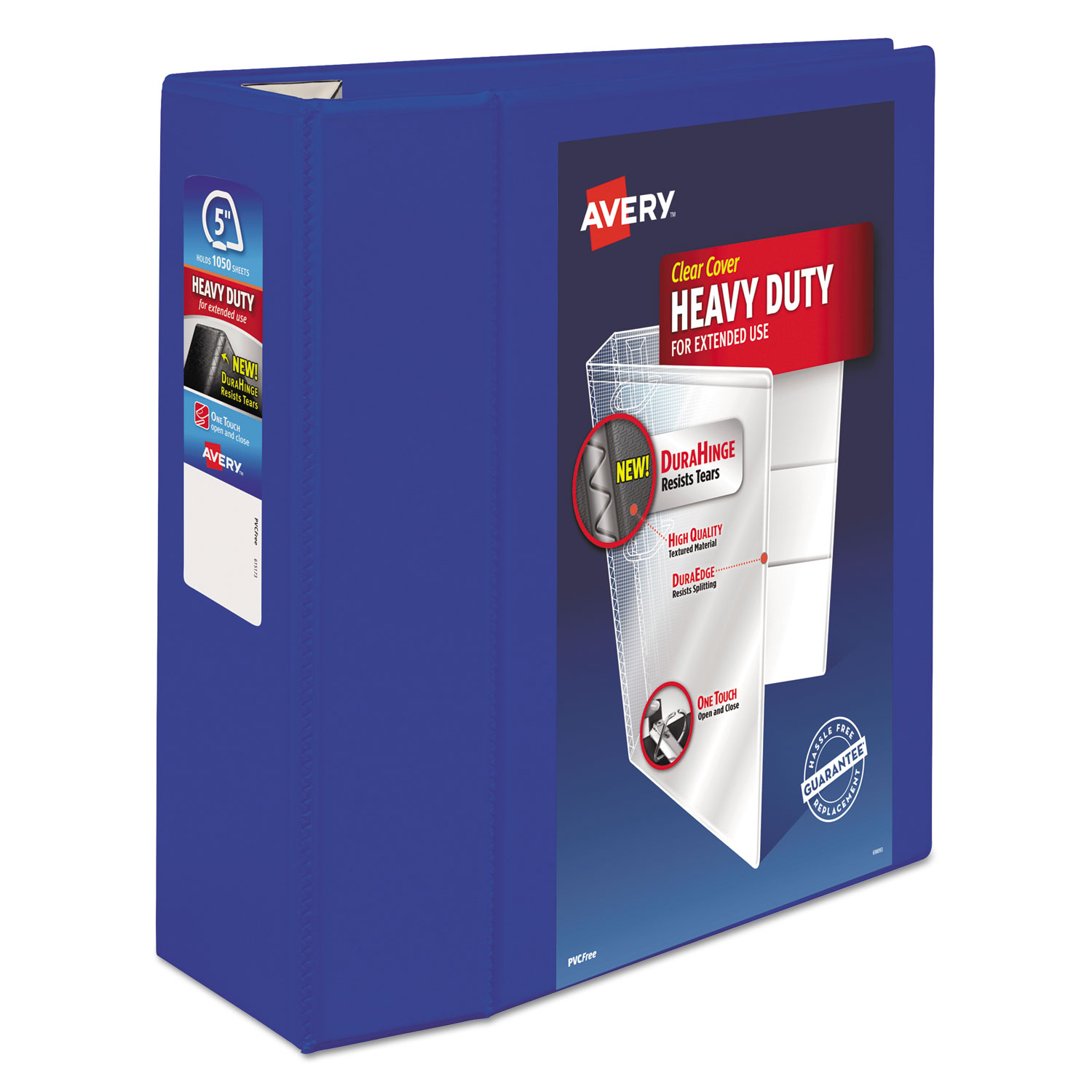  Avery 79817 Heavy-Duty View Binder with DuraHinge and Locking One Touch EZD Rings, 3 Rings, 5 Capacity, 11 x 8.5, Pacific Blue (AVE79817) 